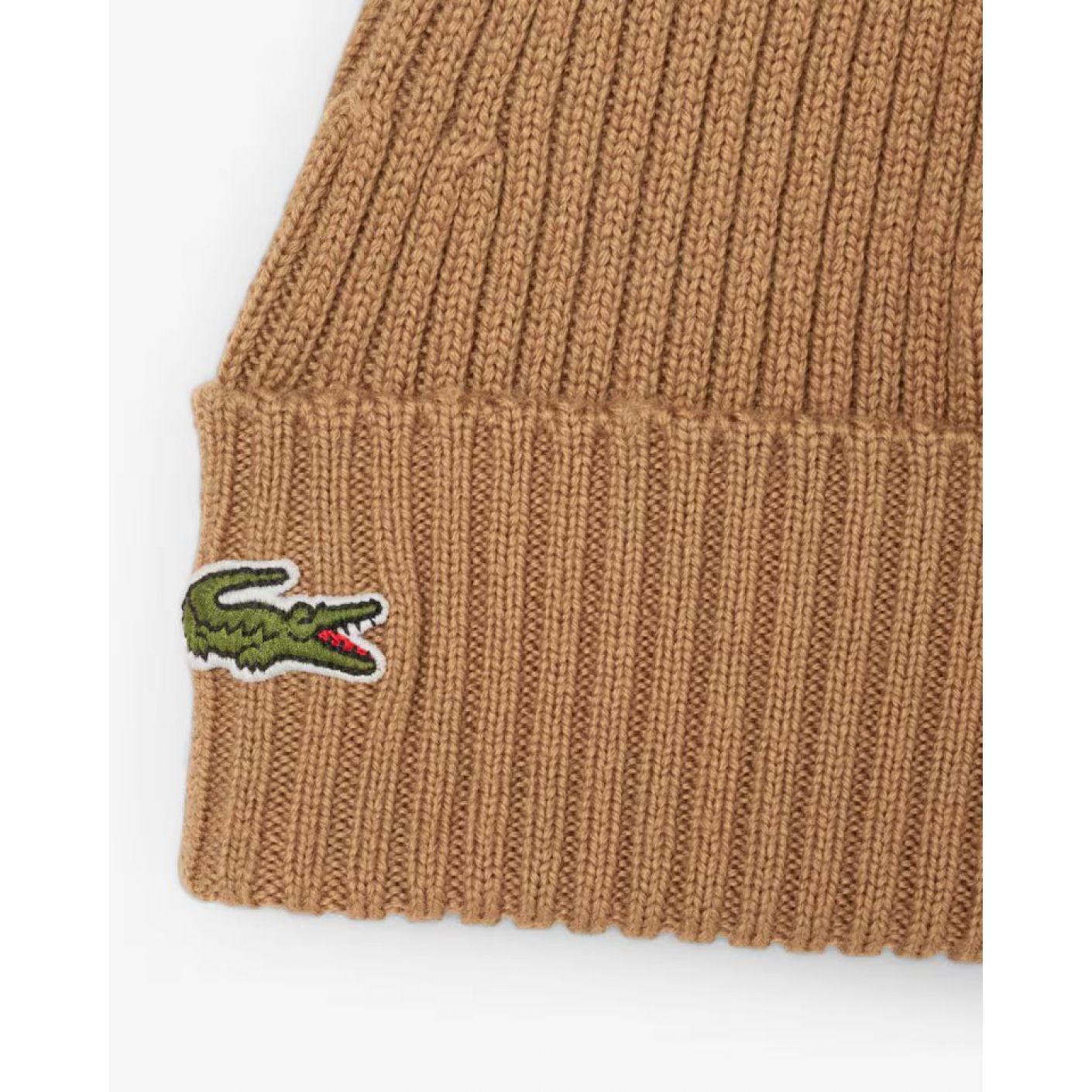 Lacoste Berretto in lana spazzolata a costine Marrone
