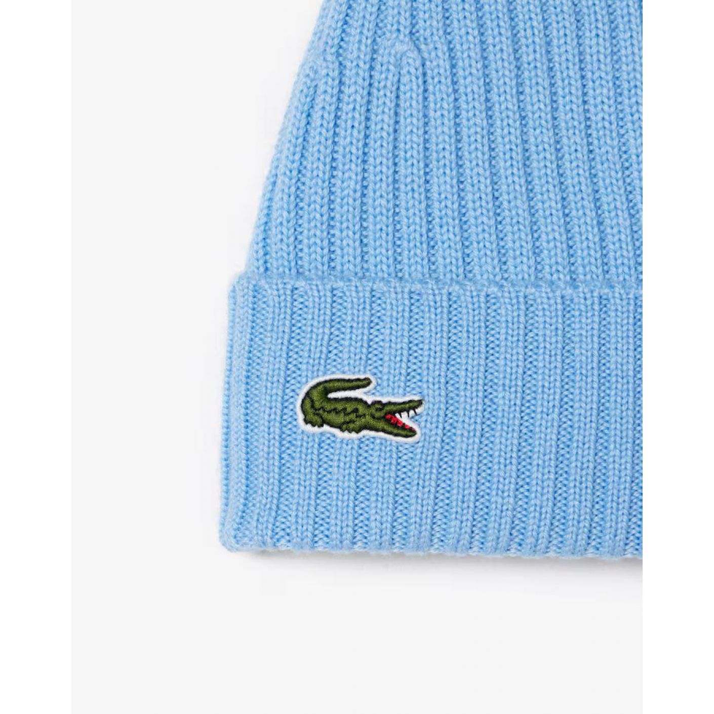 Lacoste – Gerippte Beanie aus gebürsteter Wolle, Pastellblau