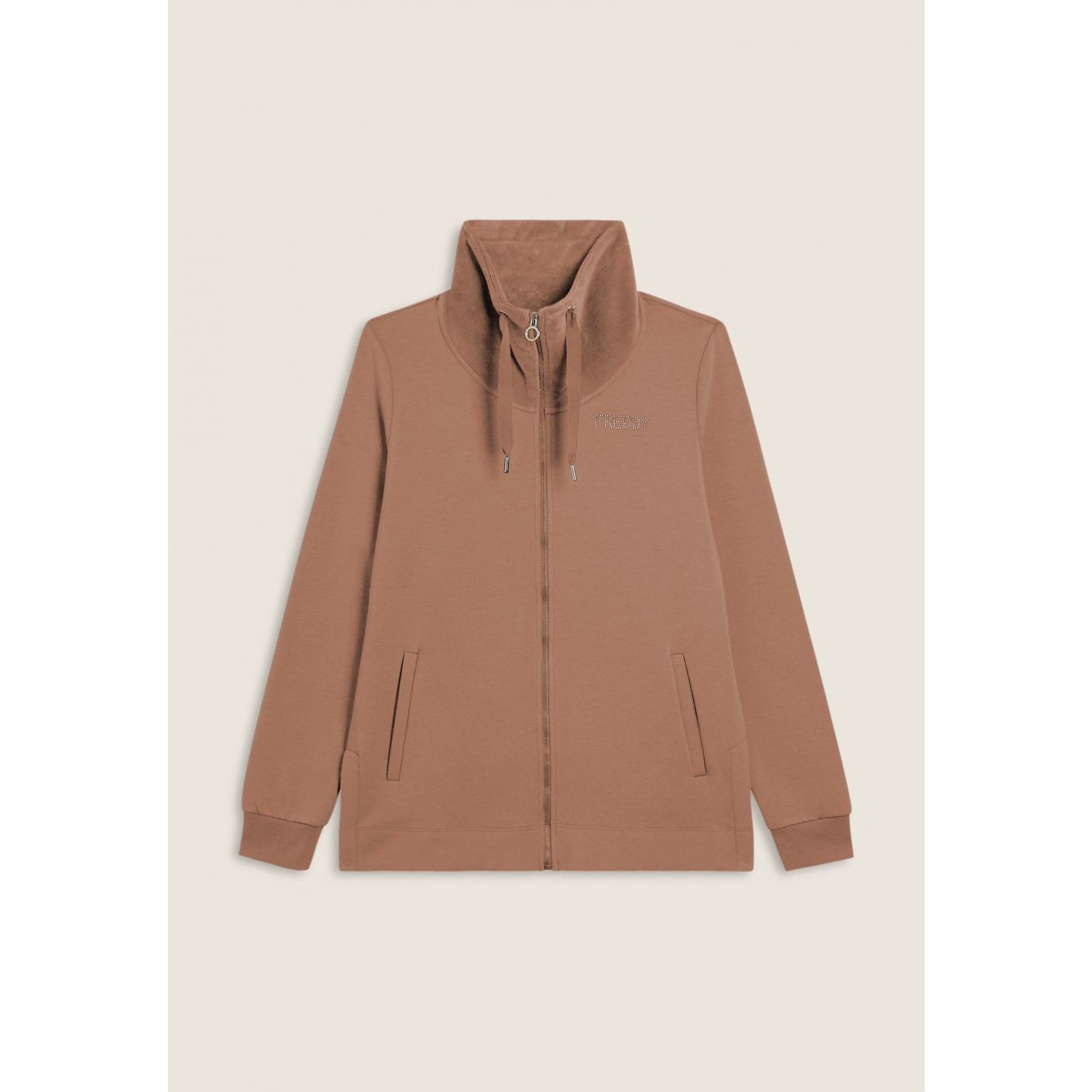 Freddy Felpa con zip e collo alto in velluto Marrone da Donna