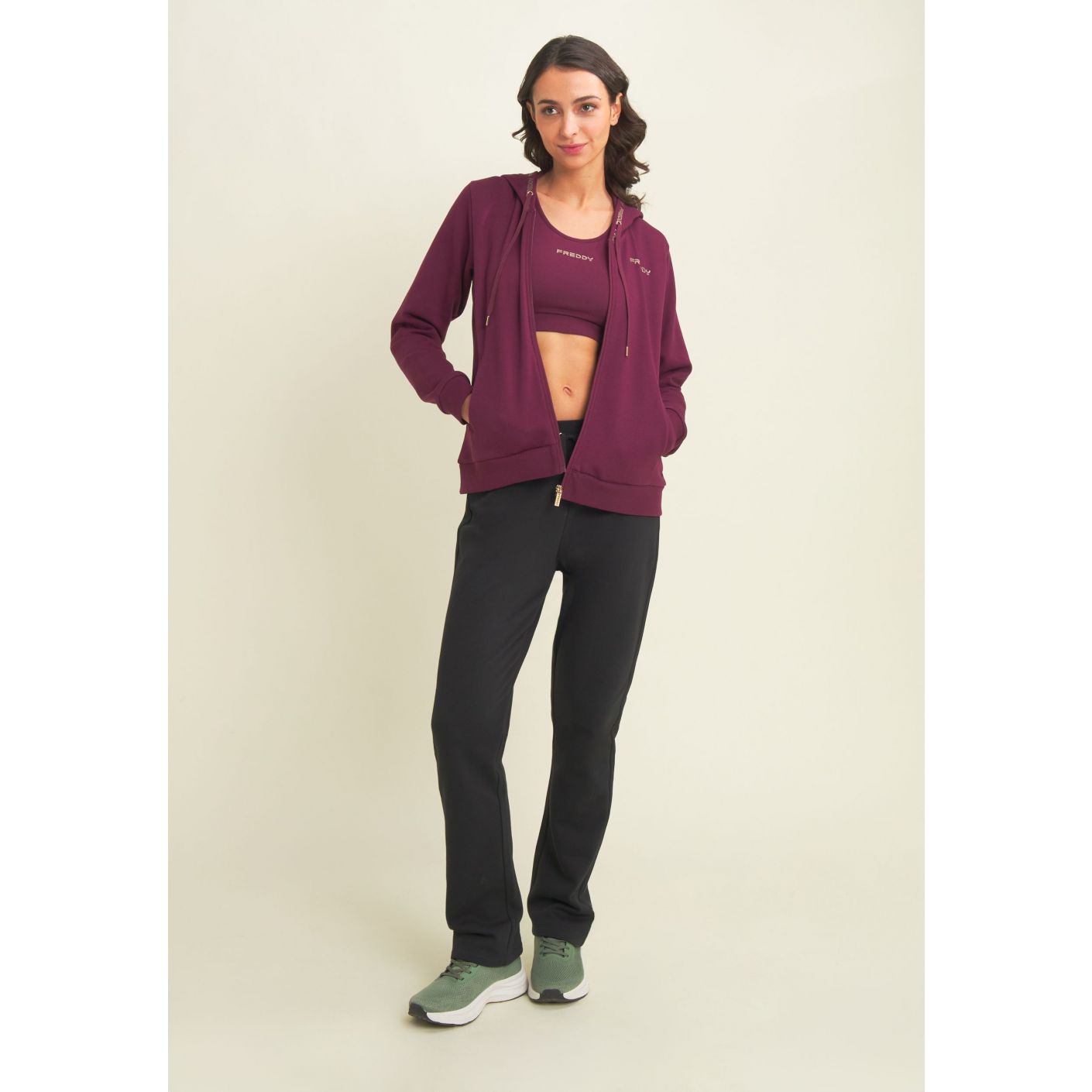 Freddy Tuta con cappuccio e logo dorato Bordeaux da Donna