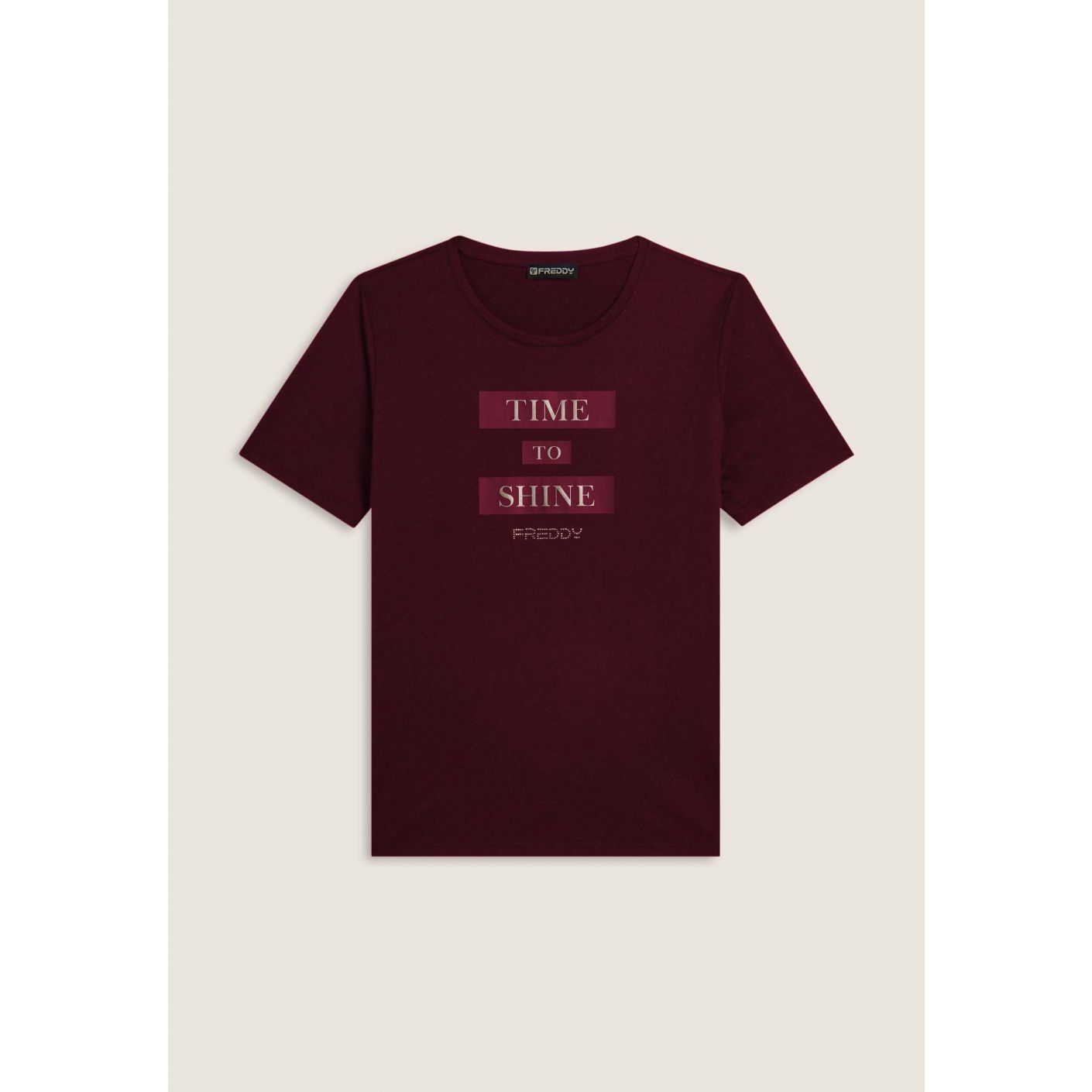 Freddy T-Shirt con grafica e slogan motivazionale Bordeaux da Donna