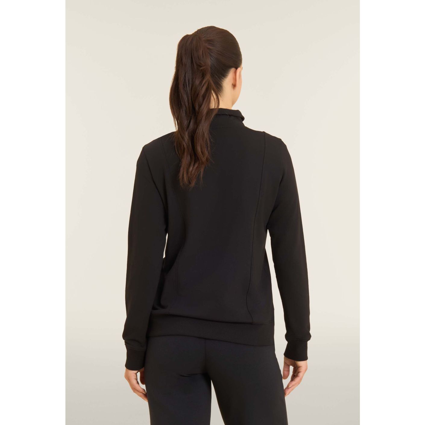 Freddy Felpa con zip e collo alto, logo minimal Nera da Donna