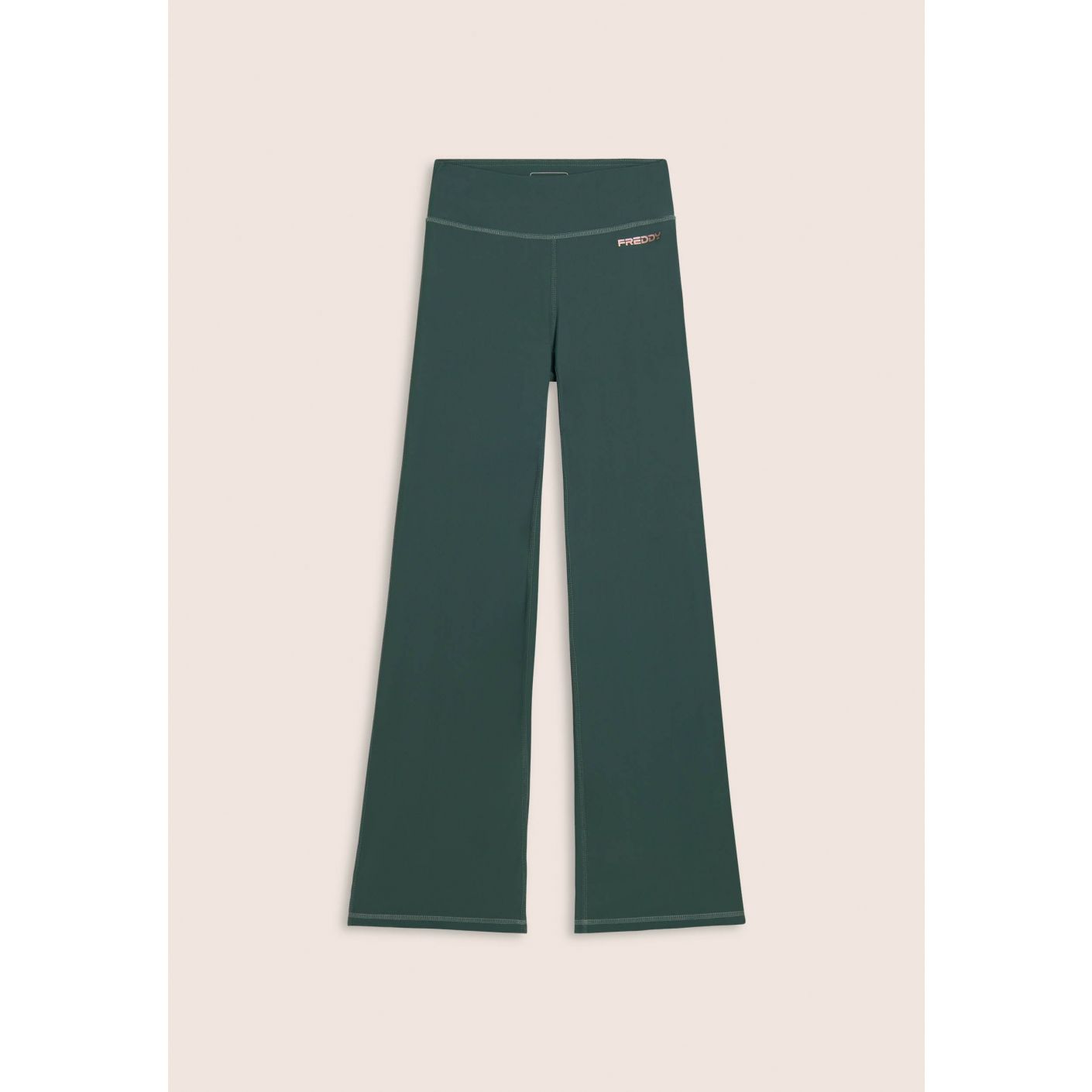 Freddy Damen-Leggings mit hoher Taille und ausgestelltem Bein und Innentasche in Grün