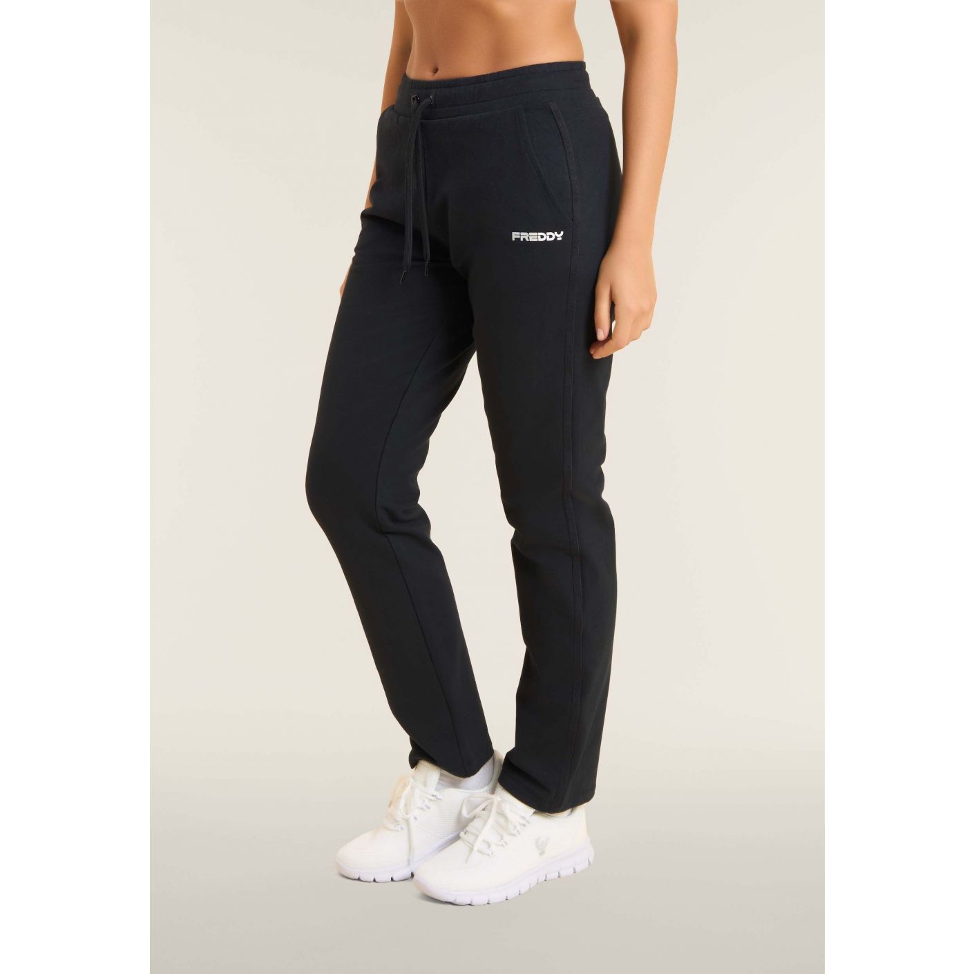 Freddy Pantalone comfort con gamba dritta e stampa Nero da Donna