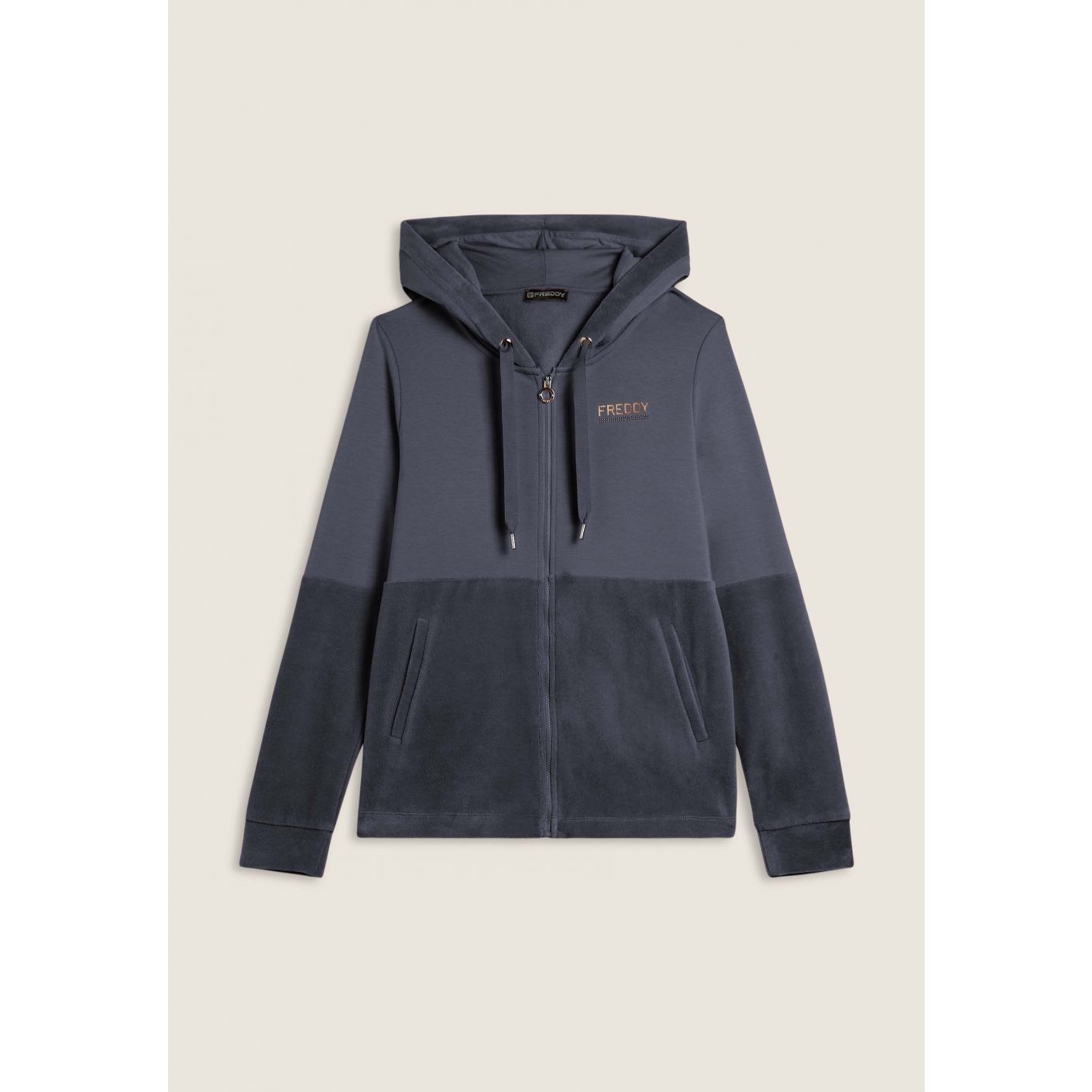 Freddy Felpa cappuccio, zip con fondo in velluto Blu da Donna