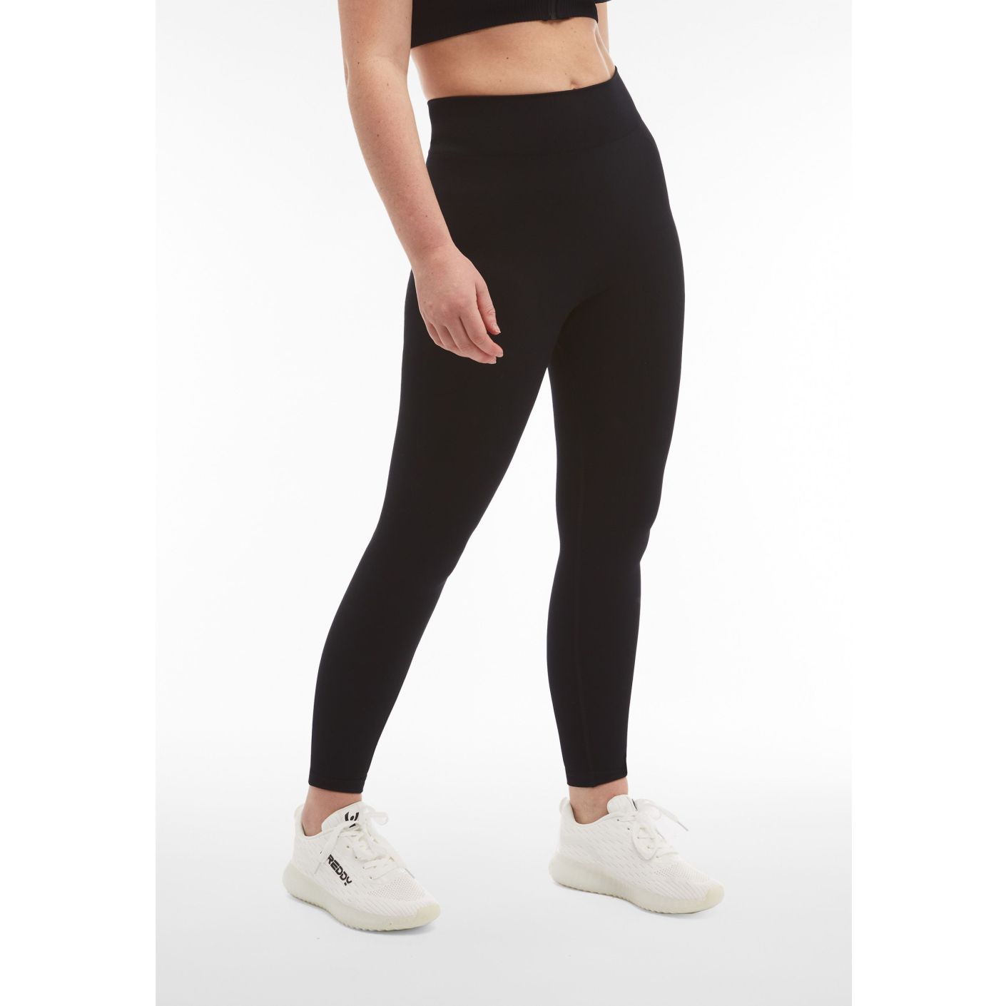 Freddy Leggings 7/8 nahtlos hohe Taille in Ripp Schwarz für Damen