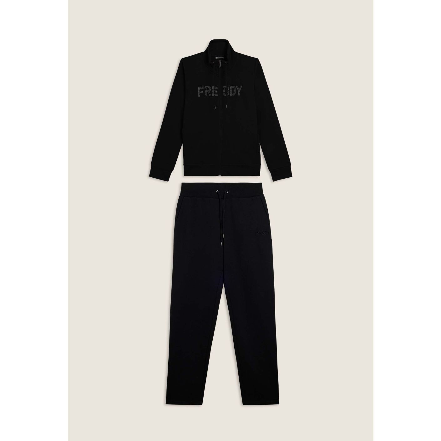 Freddy High Neck Jumpsuit with Pearled Logo Black for Women