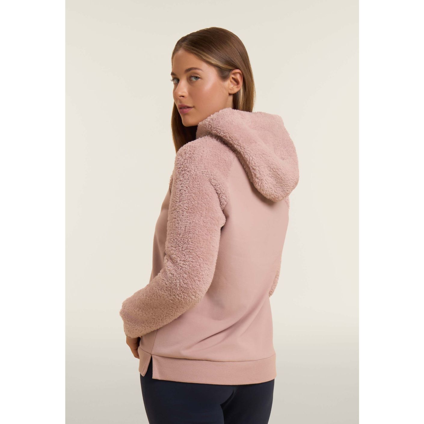 Freddy Hoodie with Sherpa Sleeves and Hood Pink for Women