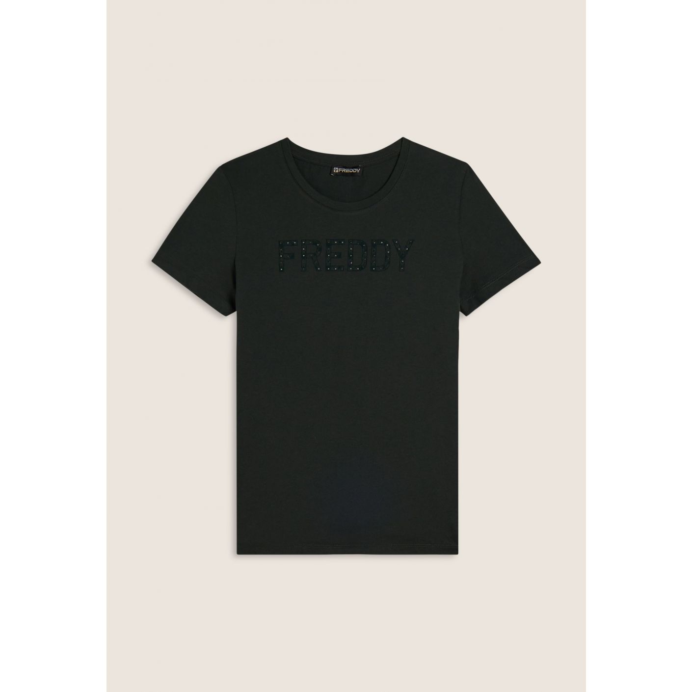 Freddy Damen T-Shirt mit Nieten-Logo vorne