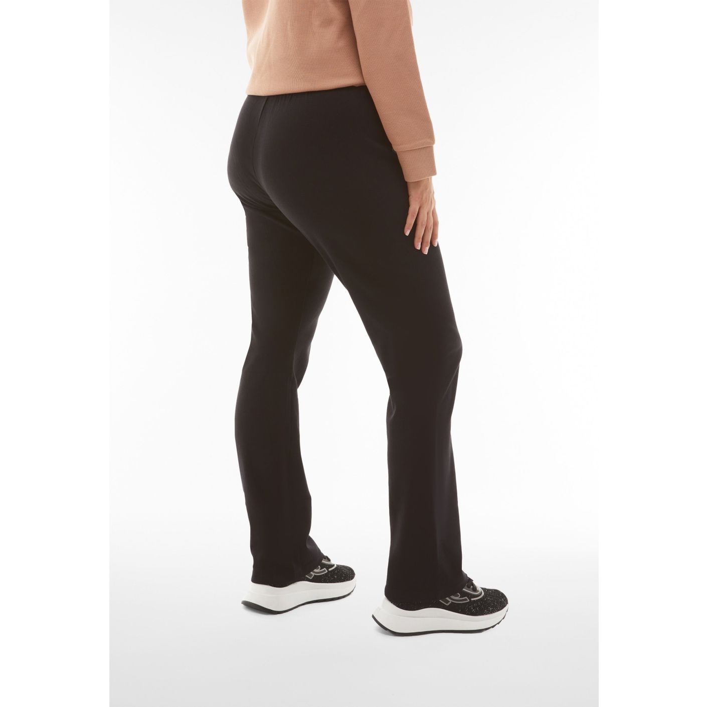 Freddy Hoch geschnittene Regular Fit Baumwollhose mit Kordelzug Schwarz für Damen