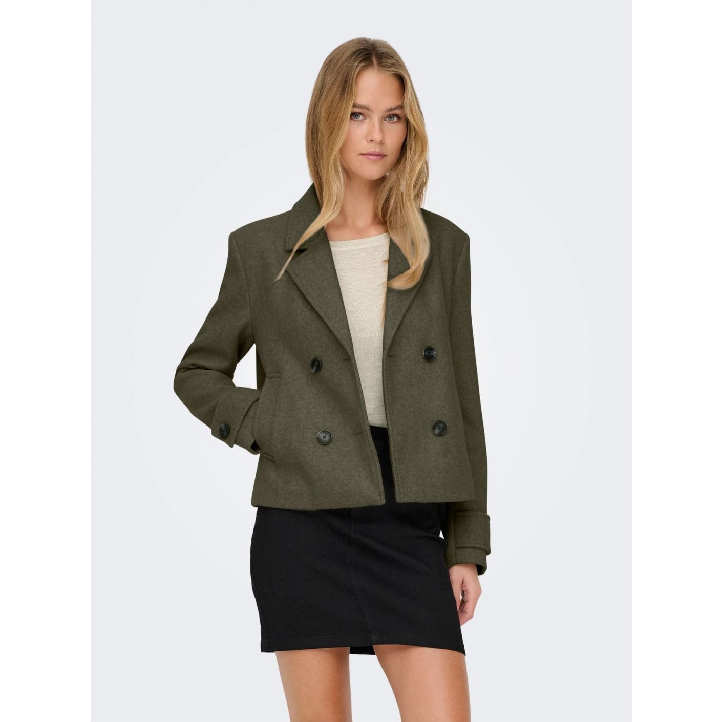 Only Cappotto Onlfreja Stone Gray da Donna