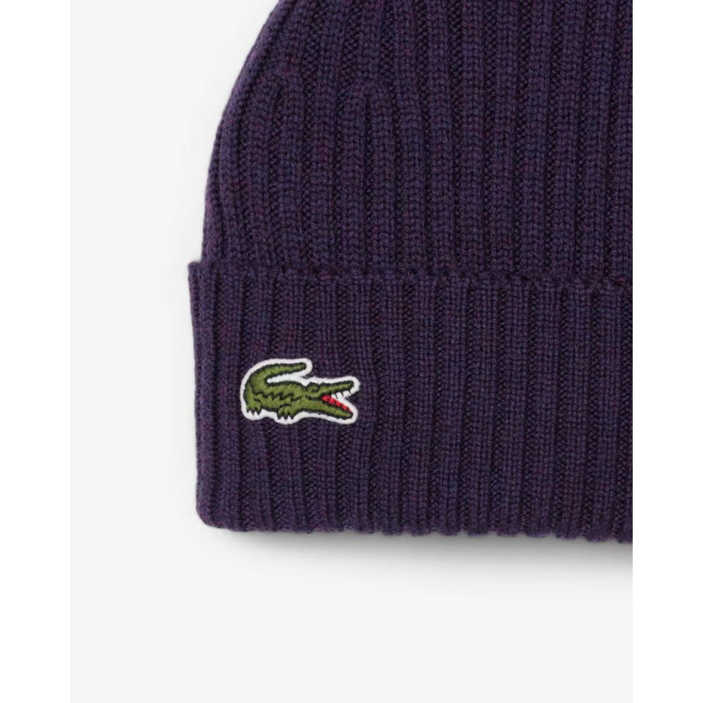 Lacoste Berretto in lana spazzolata a costine Viola