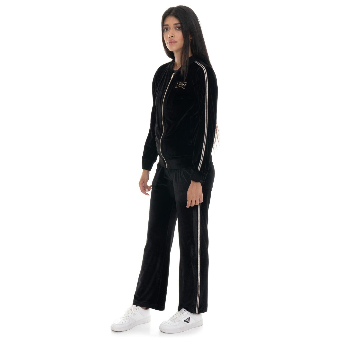 Leone Tuta Chenille Gold Studs Black da Donna