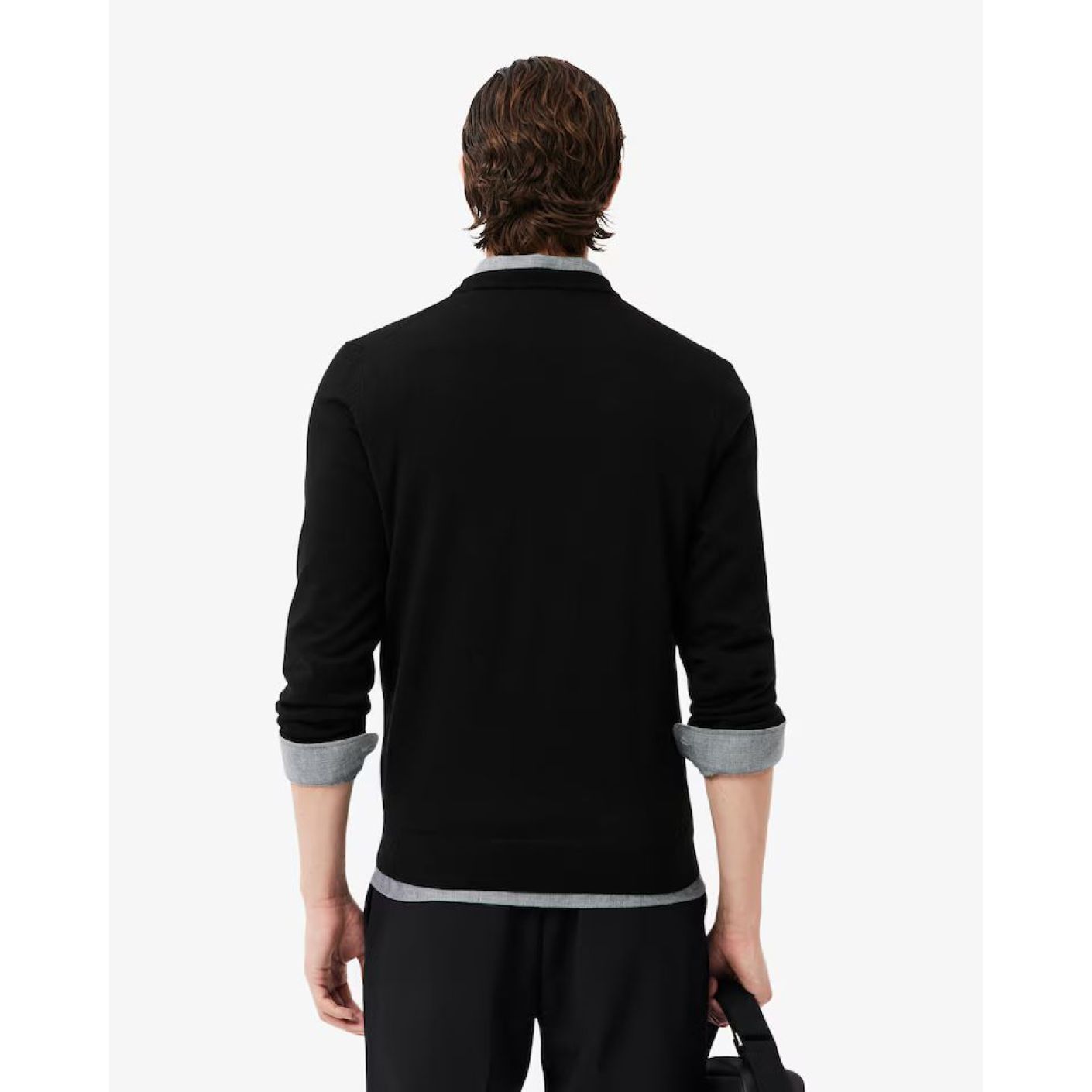 Lacoste Herren-Rundhalspullover aus Wolle in Schwarz