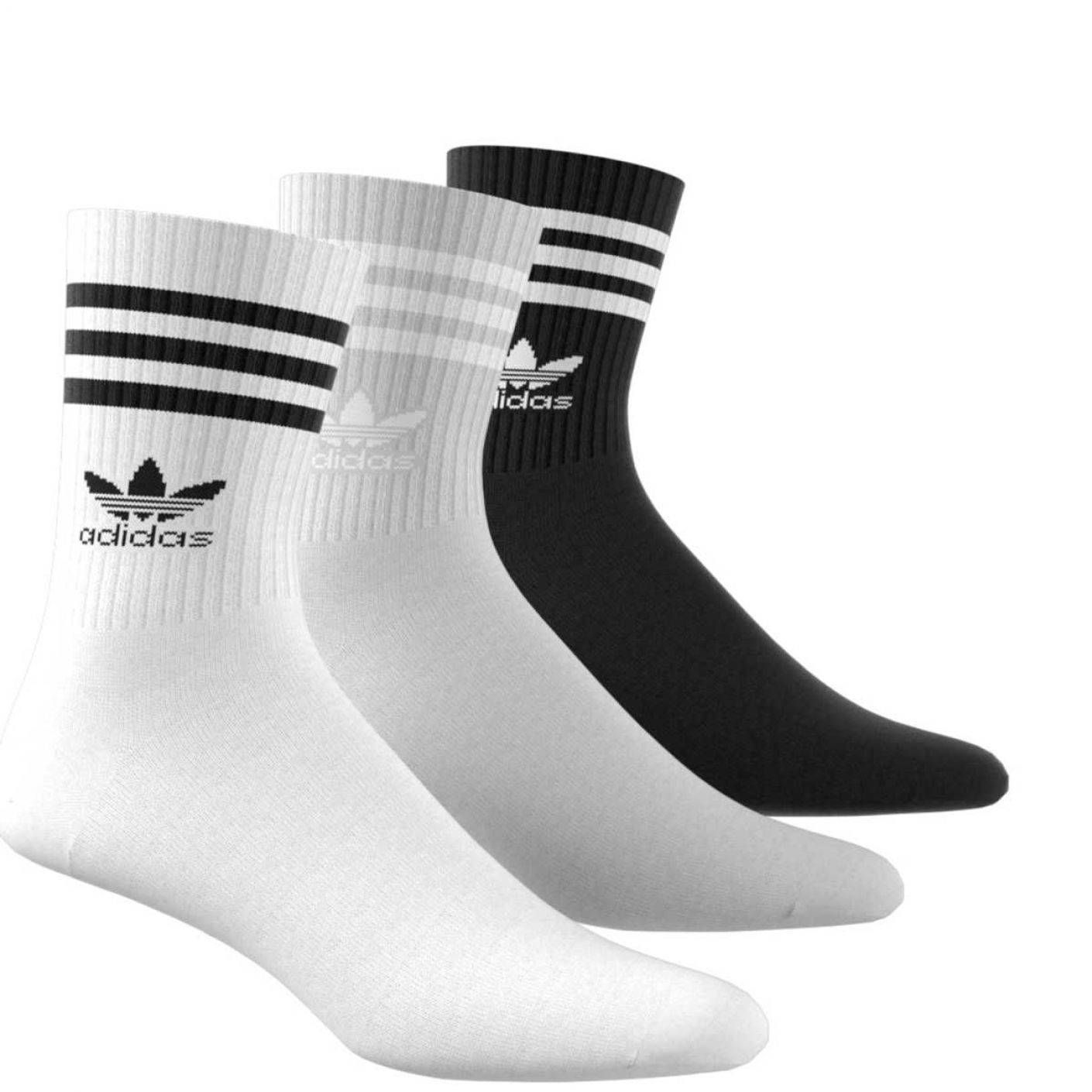 Adidas Calze Mid Cut 3 Paia Nero/Bianco/Grigio