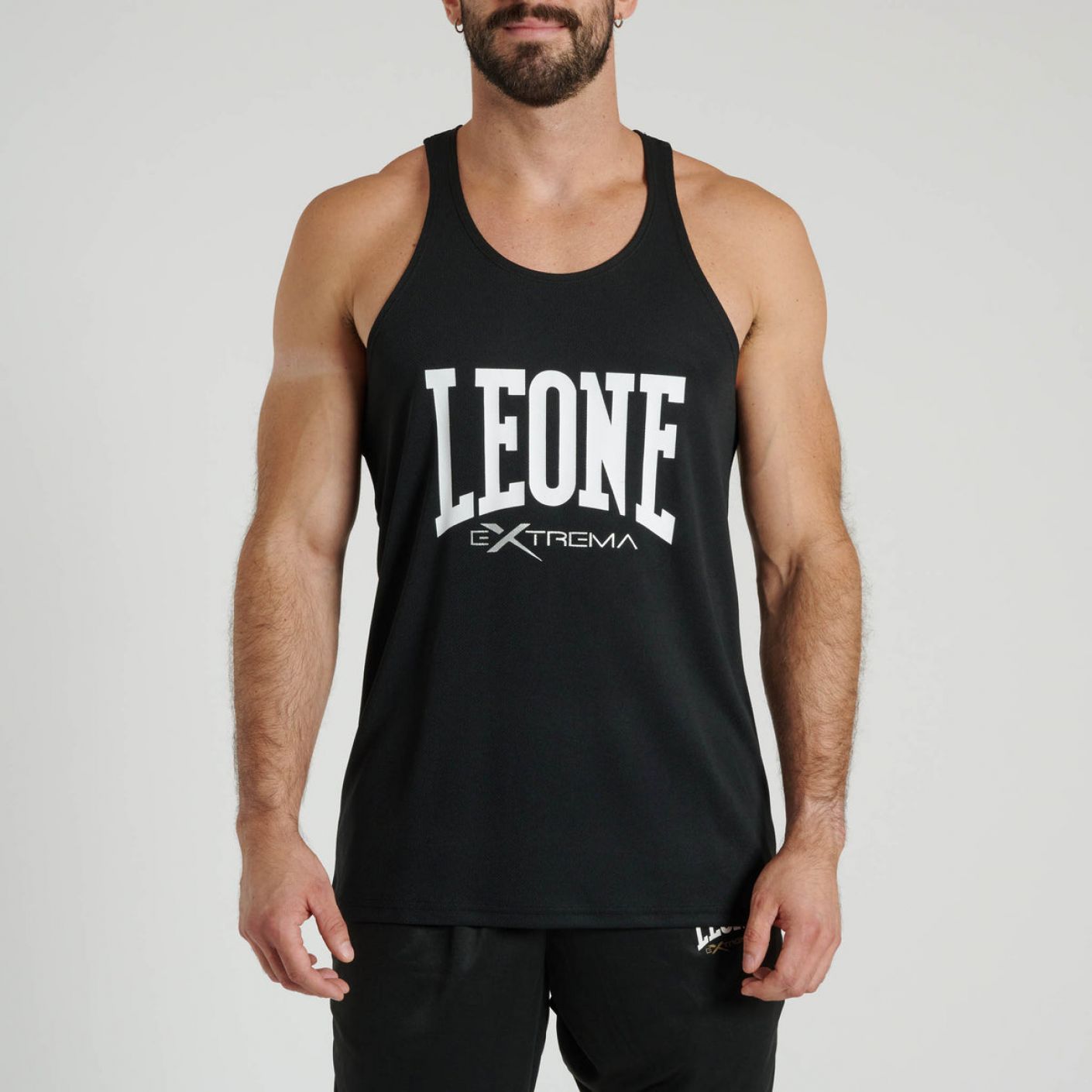 Leone Canotta Logo Nera da Uomo