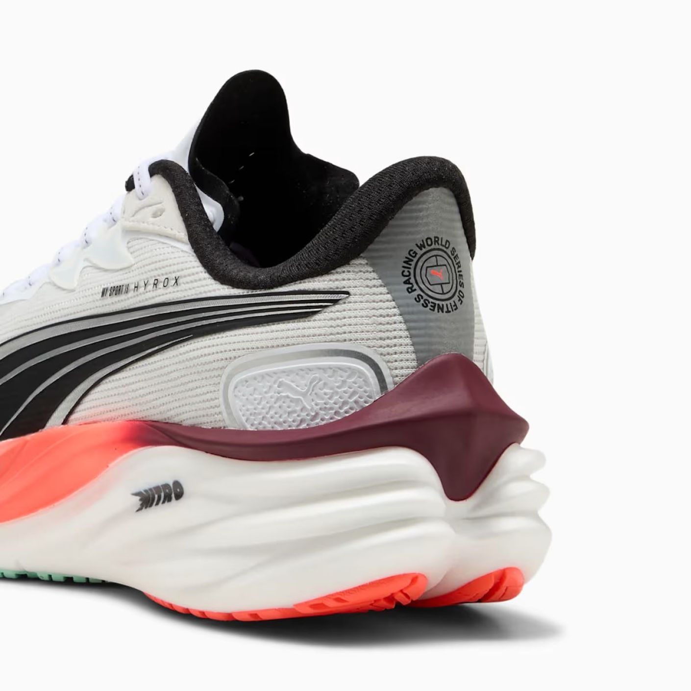 Puma Velocity Nitro 4 Hyrox White/Mint Melt/Glowing Red da Uomo