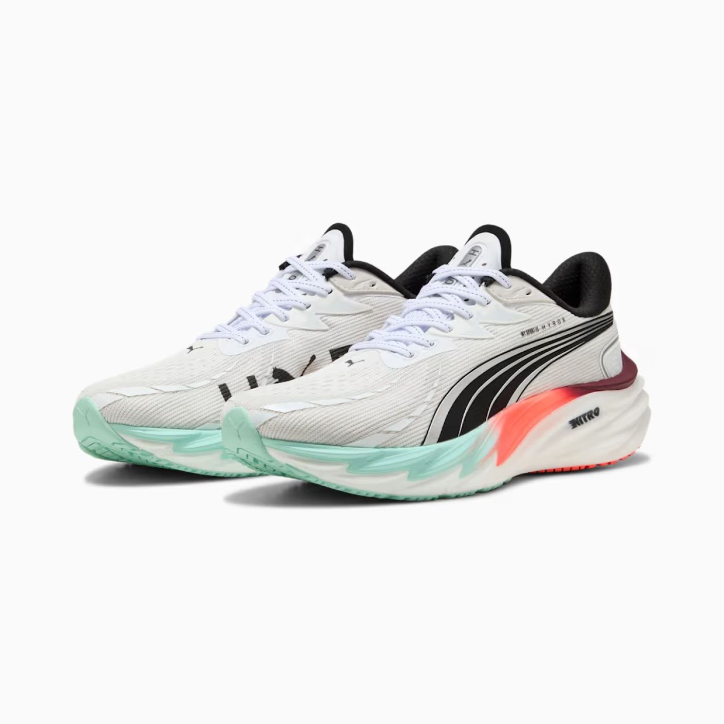 Puma Velocity Nitro 4 Hyrox White/Mint Melt/Glowing Red Men's