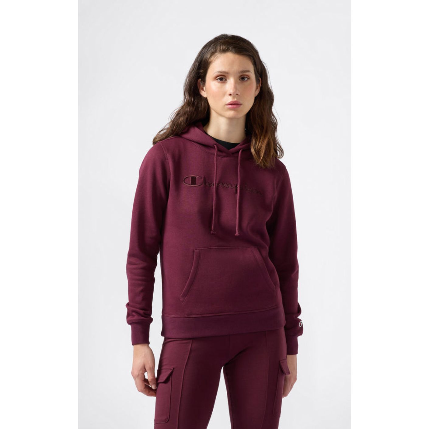 Champion Hoodie mit großem gesticktem Logo Bordeaux für Damen