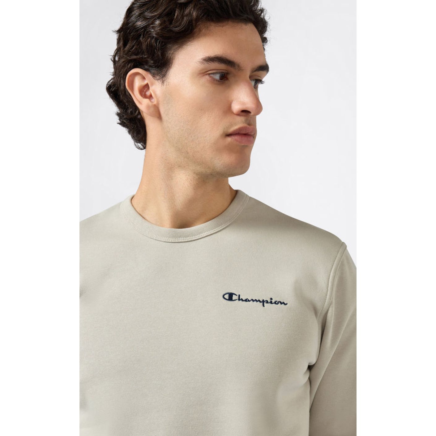 Champion Sweatshirt mit kleinem gesticktem Logo Weiß Schmutzig für Herren