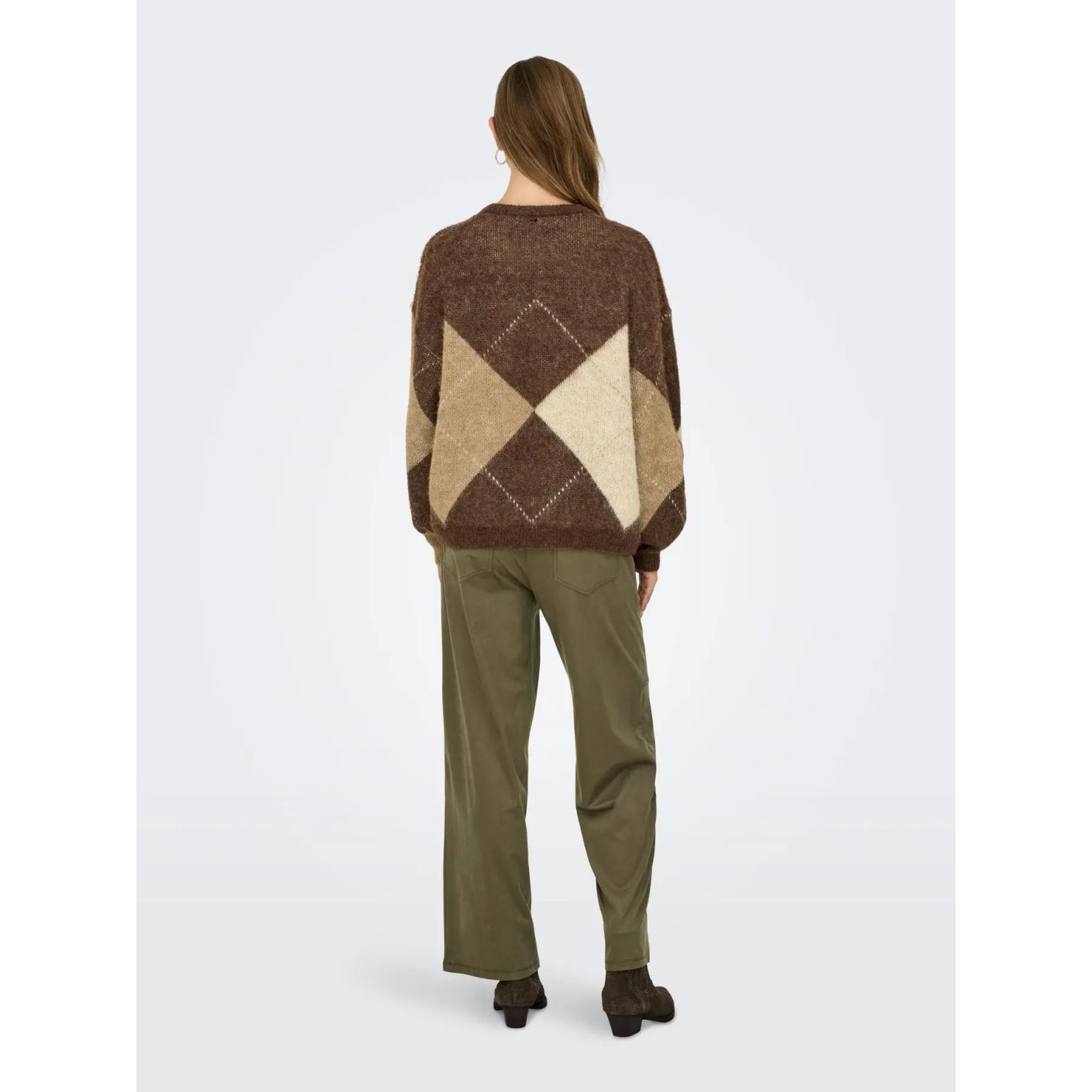 Only Pullover Onlnoeme Chestnut Cocoa Creme/Biscotti/Melange/Argyle da Donna