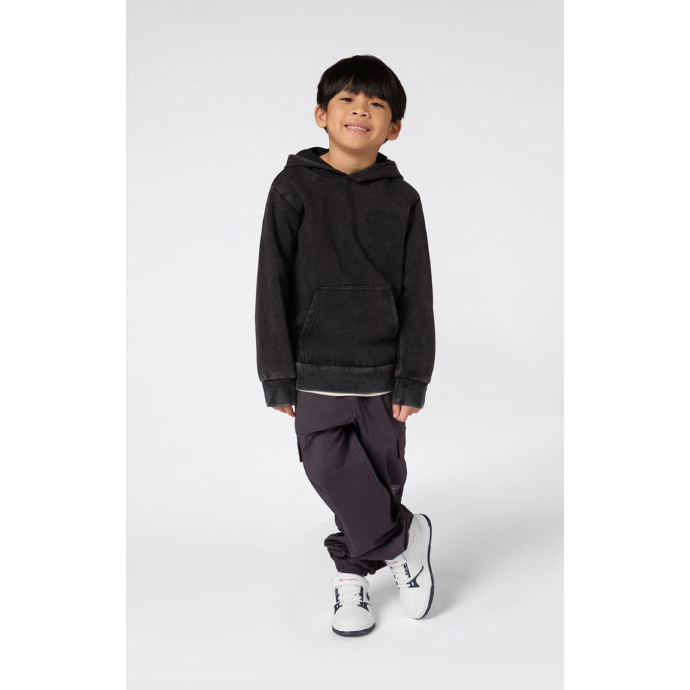 Champion Hoodie mit gewaschenem Effekt Schwarz für Kinder