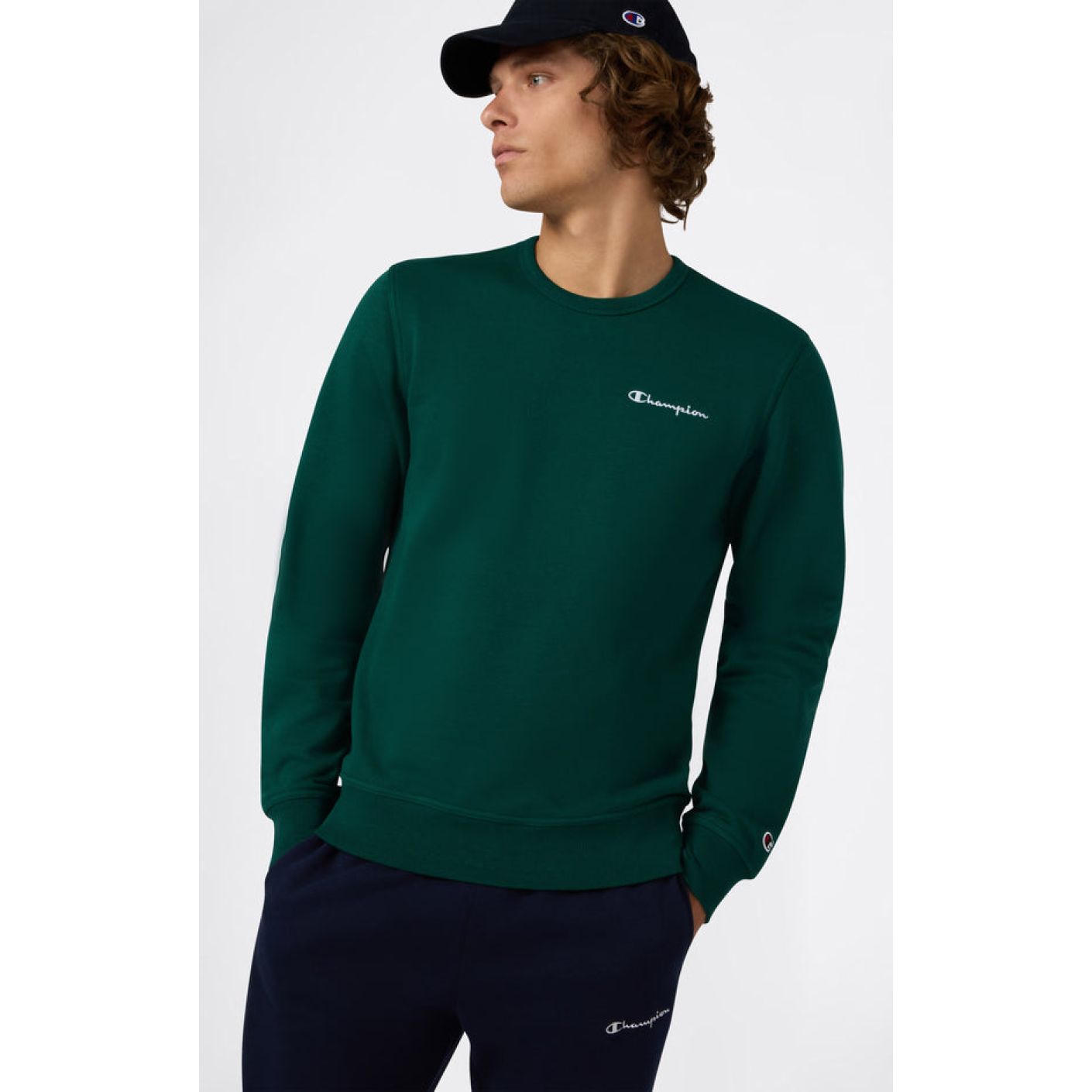 Champion Sweatshirt mit kleinem gesticktem Logo Waldgrün für Herren