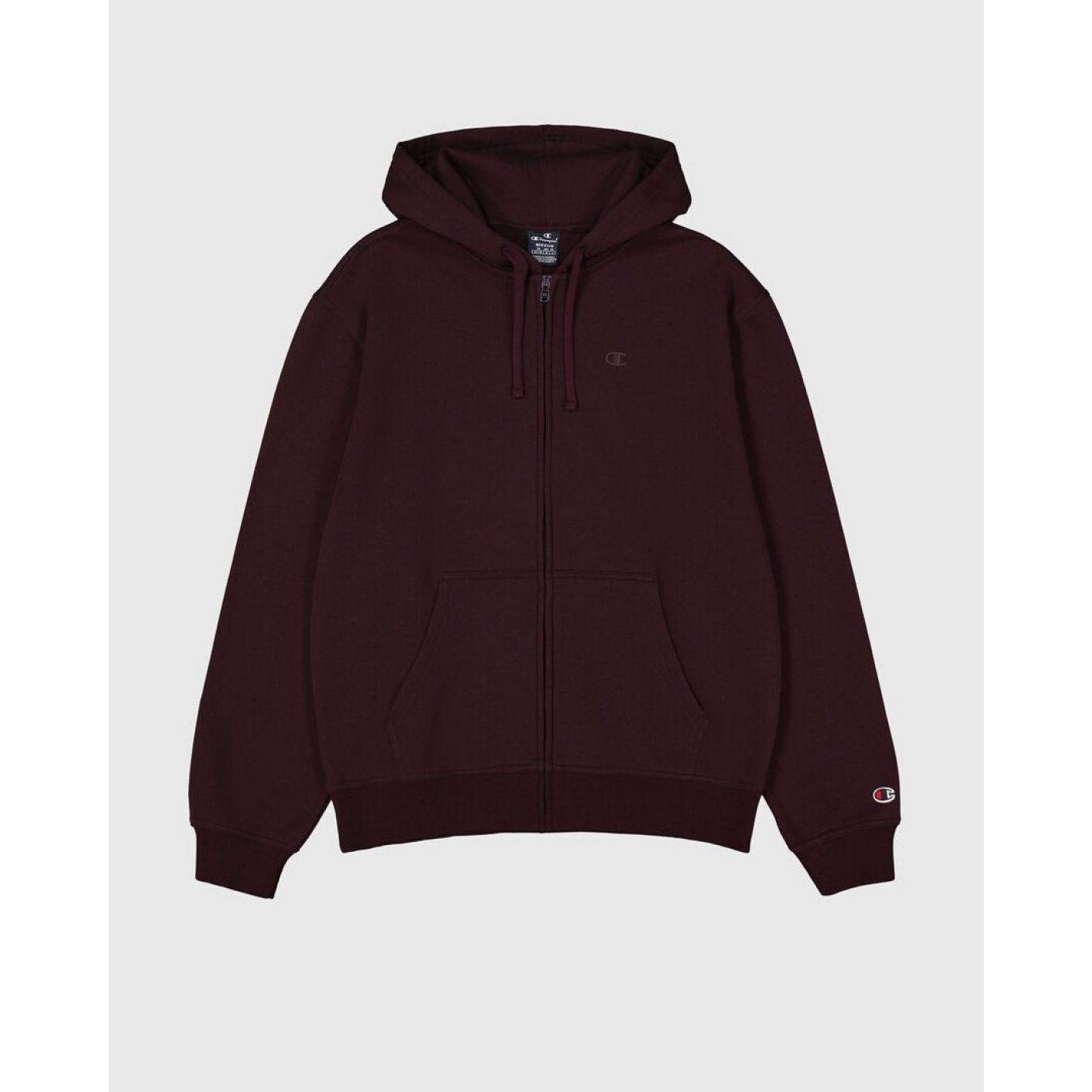 Champion Full Zip Hoodie with Logo in Bordeaux for Men