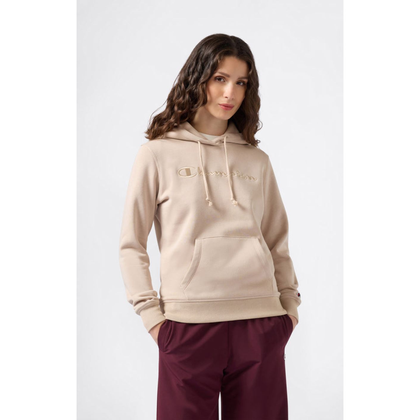Champion Kapuzenpullover mit großem gesticktem Logo Khaki für Damen