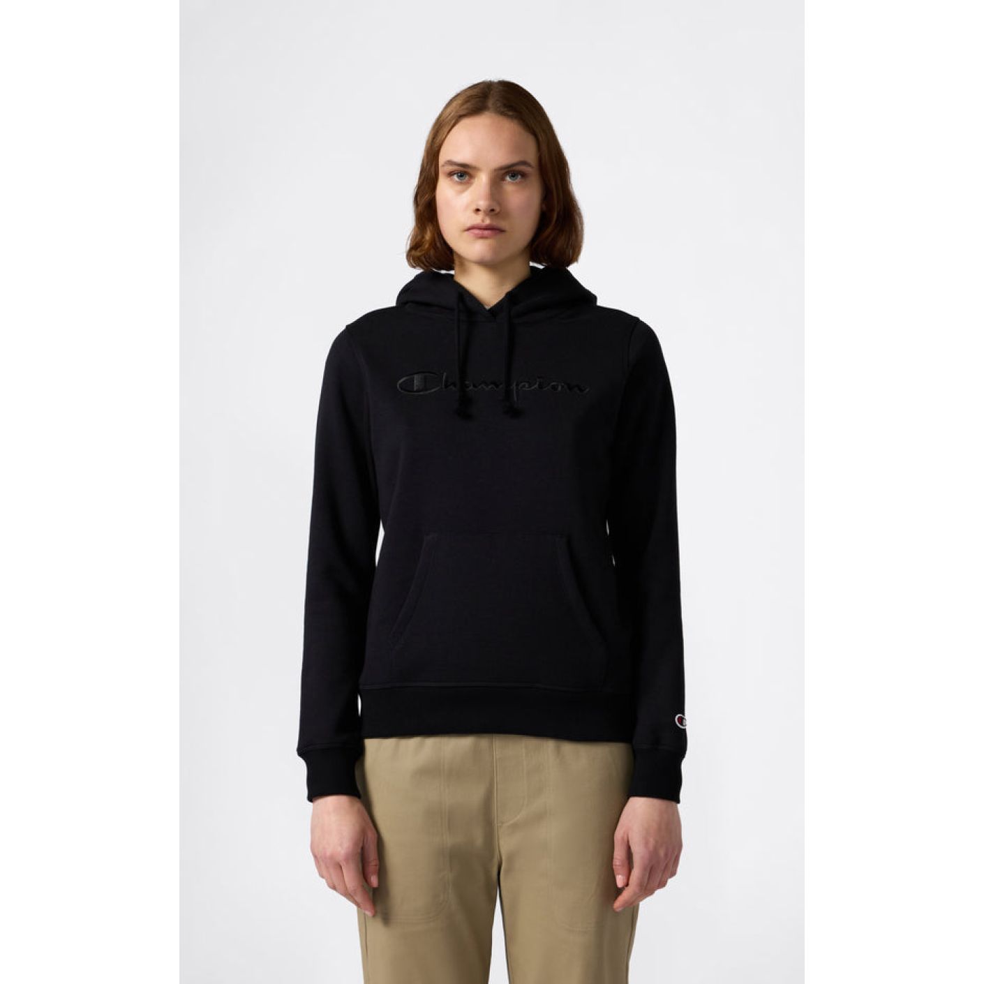 Champion Kapuzenpullover mit großem gesticktem Logo Schwarz für Damen