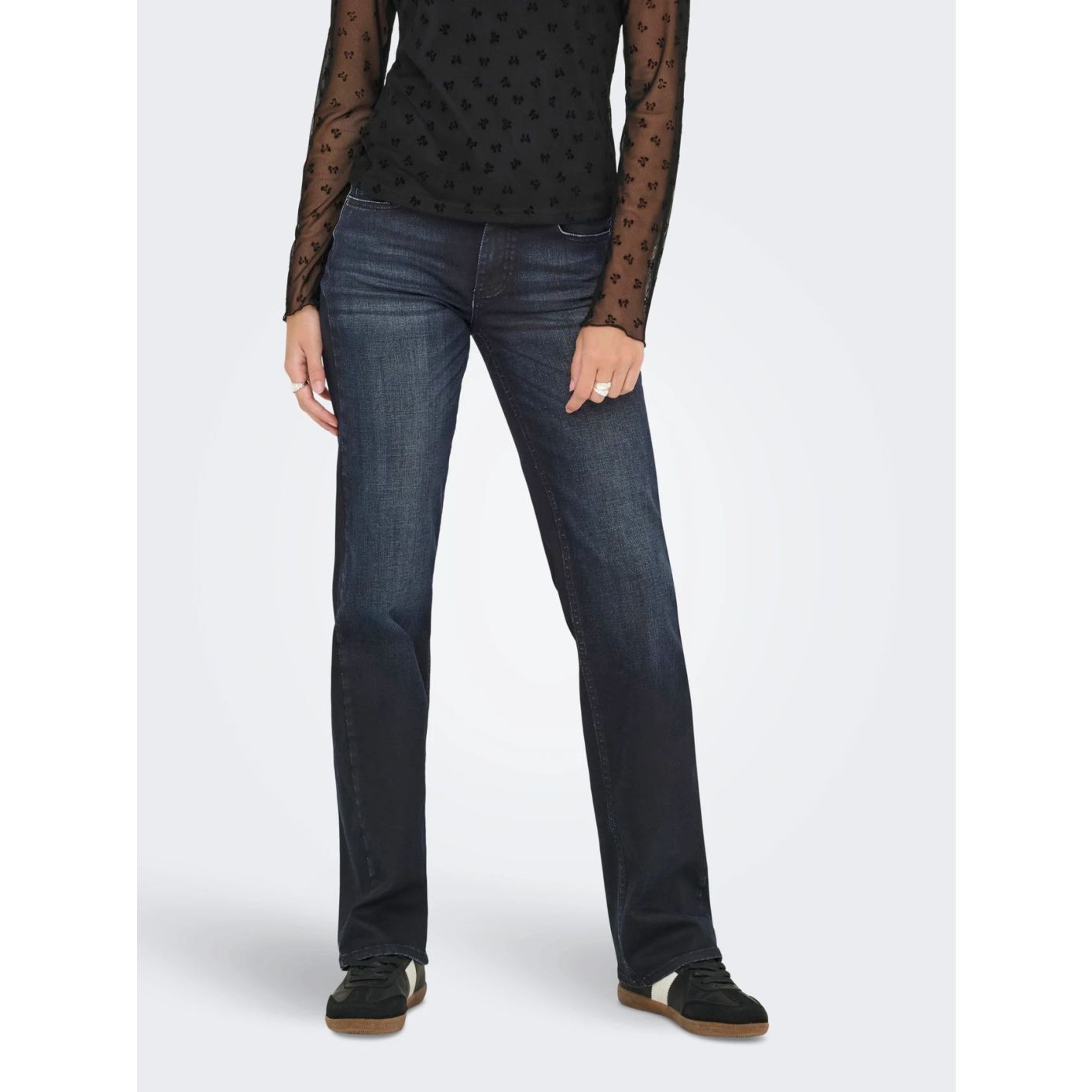 Only Jeans Onlblush vita media Straight Dark Blue Denim da Donna