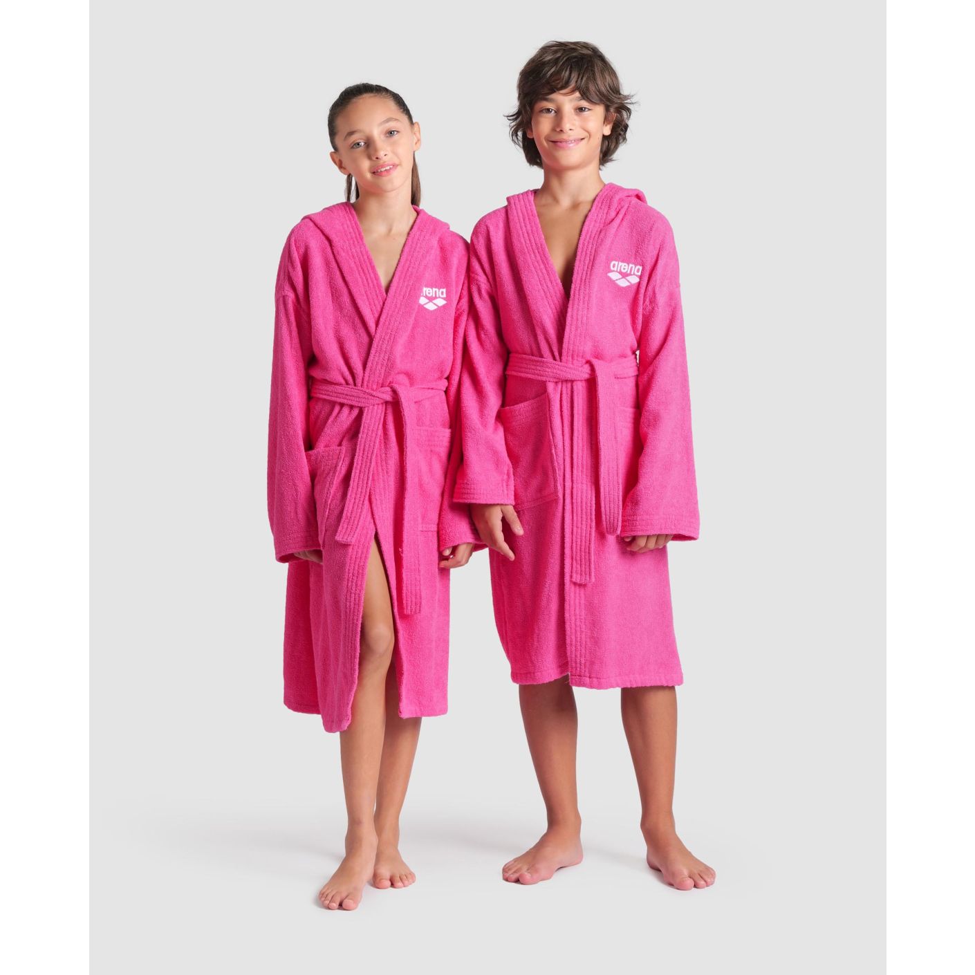 Arena Unisex Bathrobe Zeppelin Junior Shocking Pink/White in Cotton