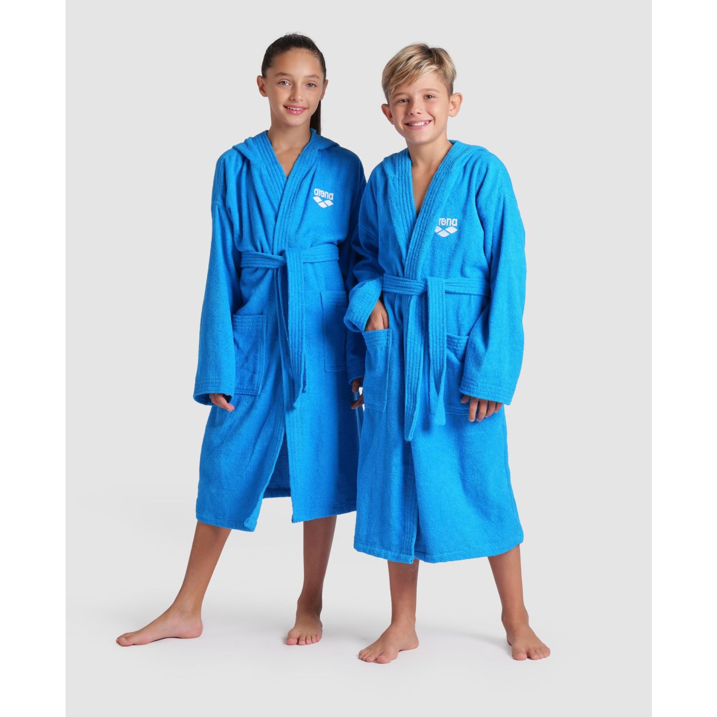 Arena Unisex Bathrobe Zeppelin Junior Turquoise/White in Cotton