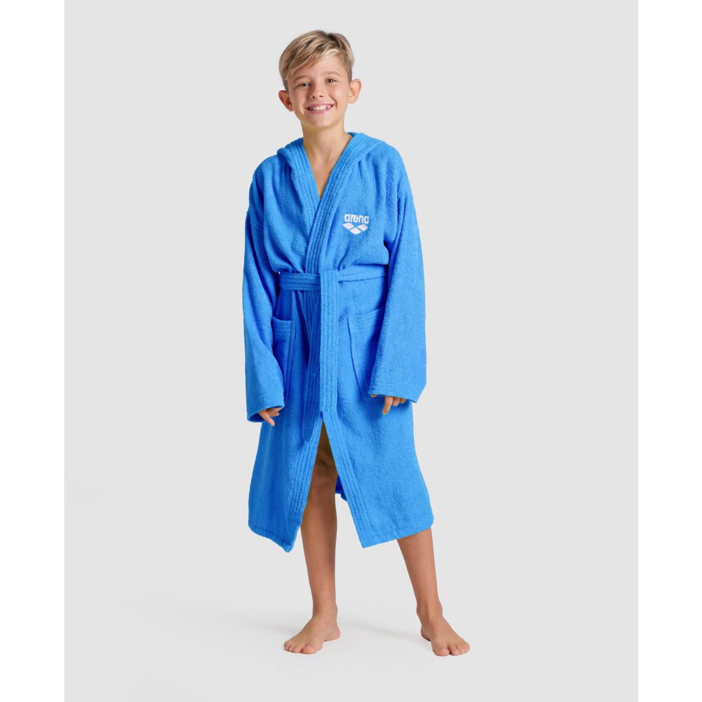 Arena Unisex Bathrobe Zeppelin Junior Turquoise/White in Cotton