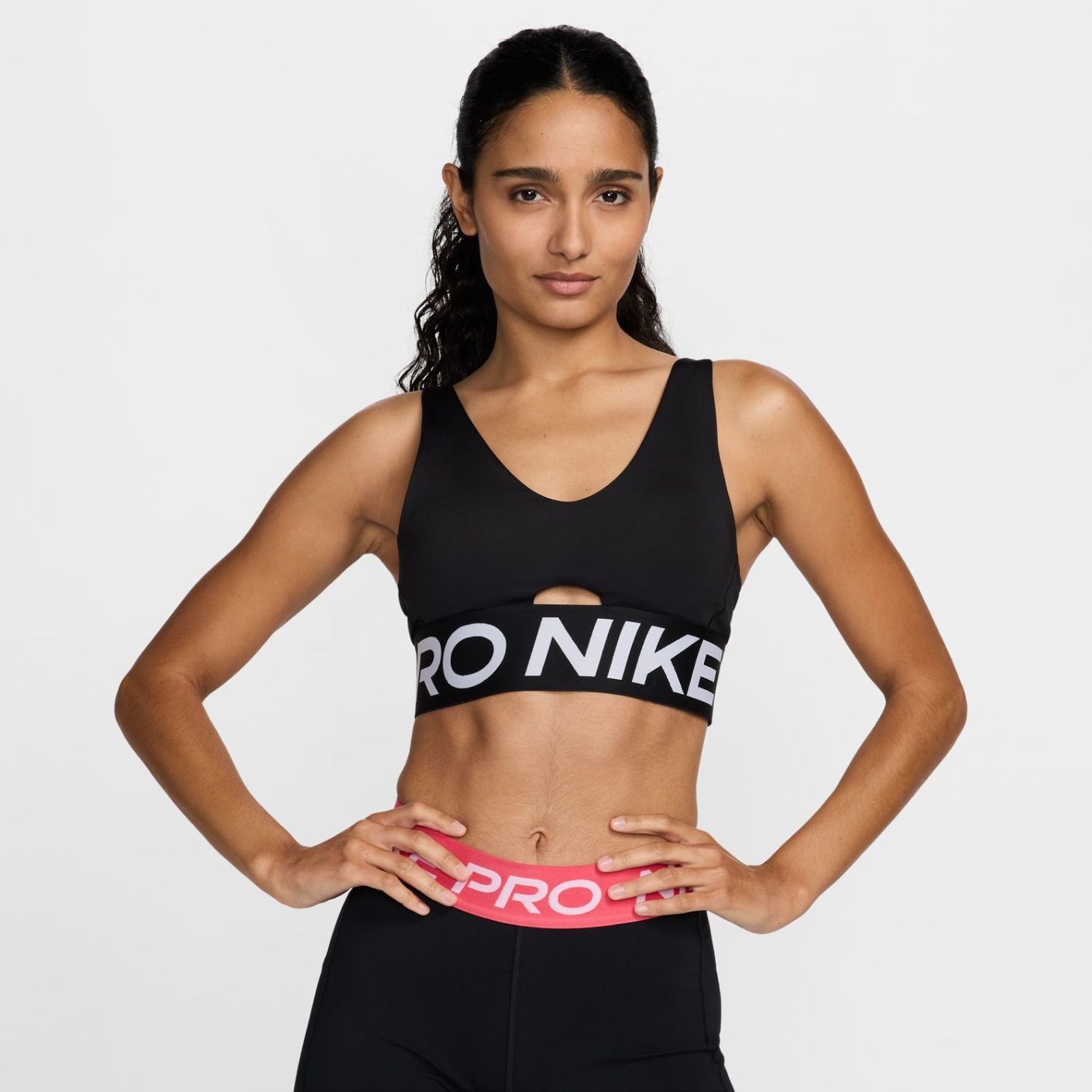 Nike Bra imbottito Pro Indy Plunge Black/White da Donna