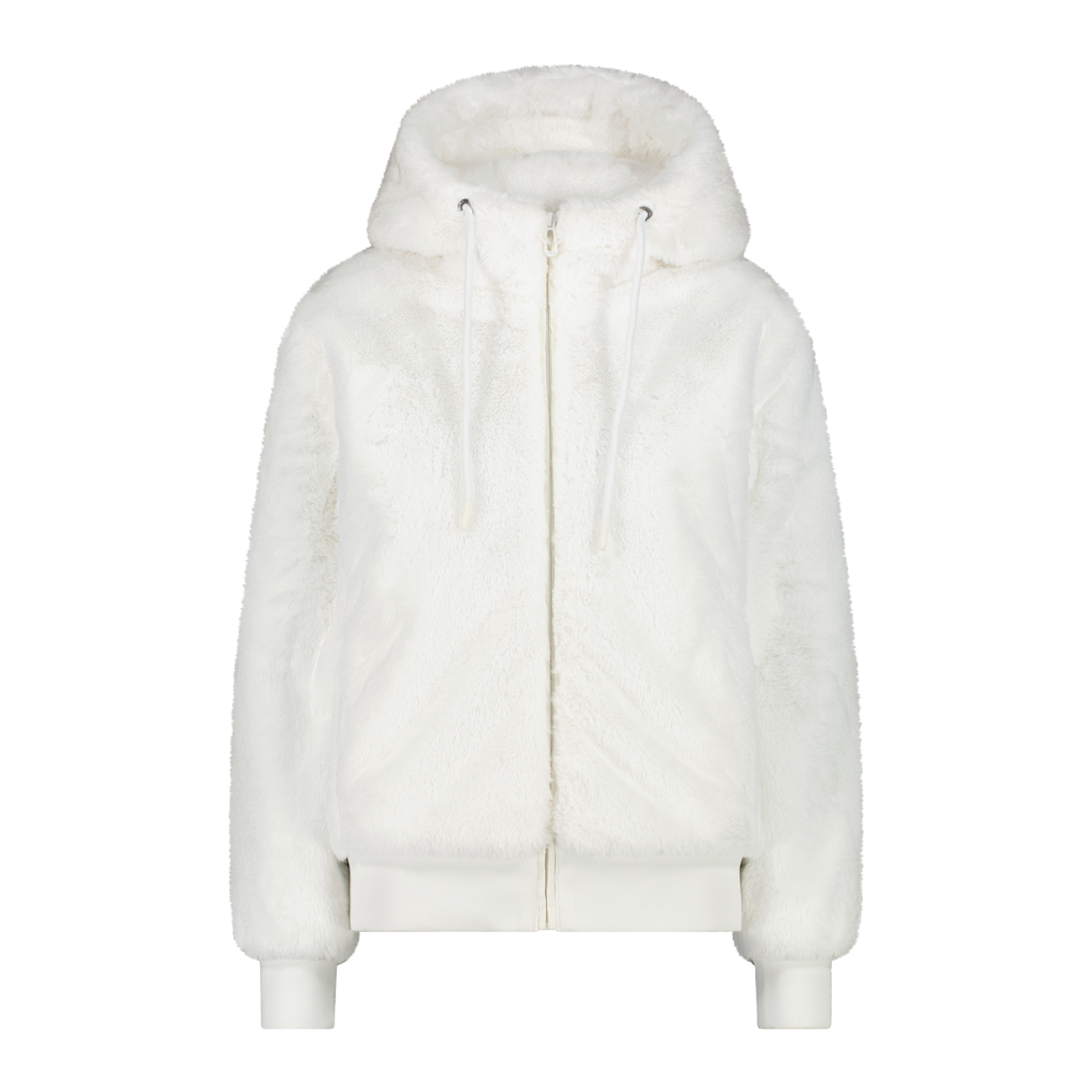 CMP Hooded Faux Fur Jacket White for Women