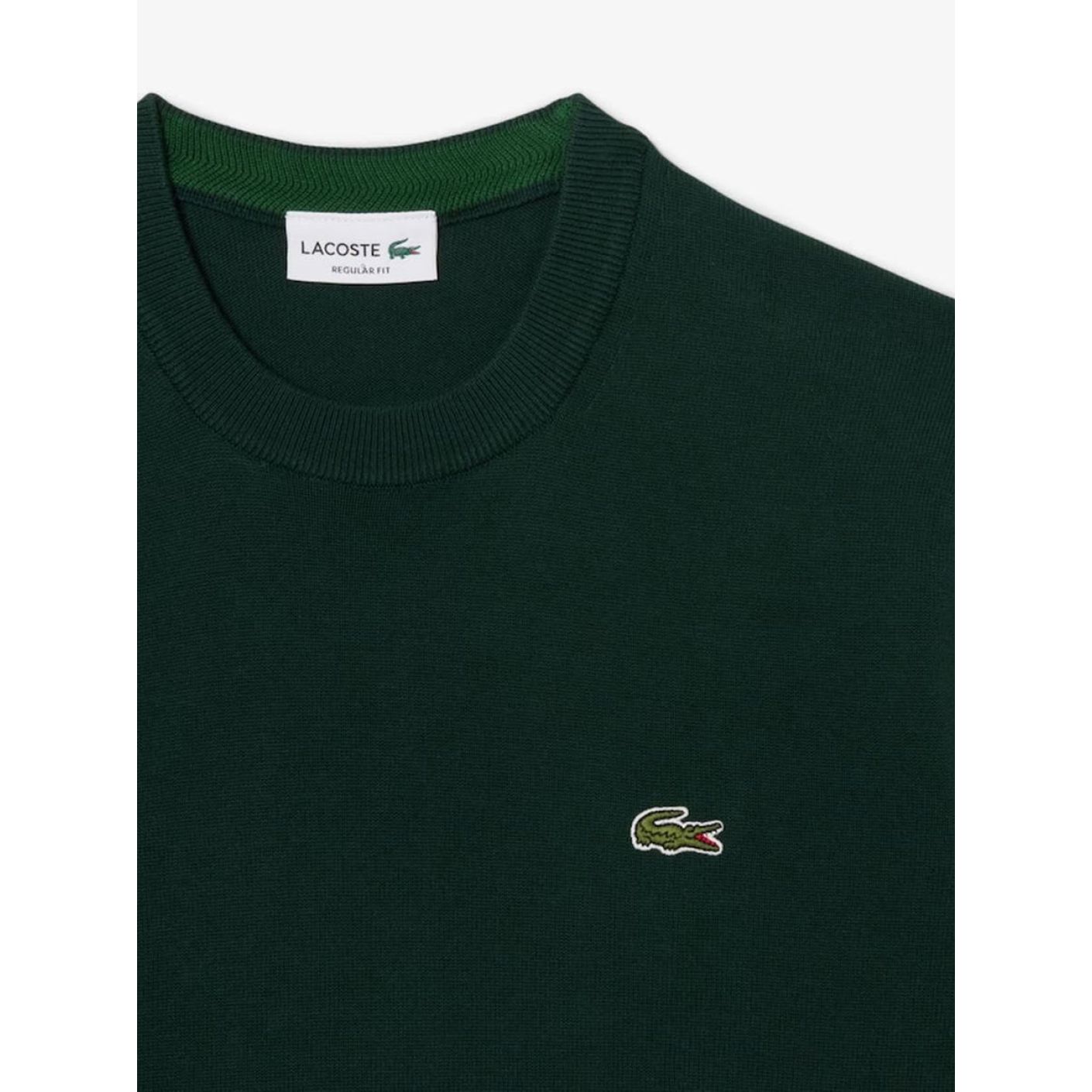 Lacoste Pullover girocollo in lana Verde-YZP da Uomo