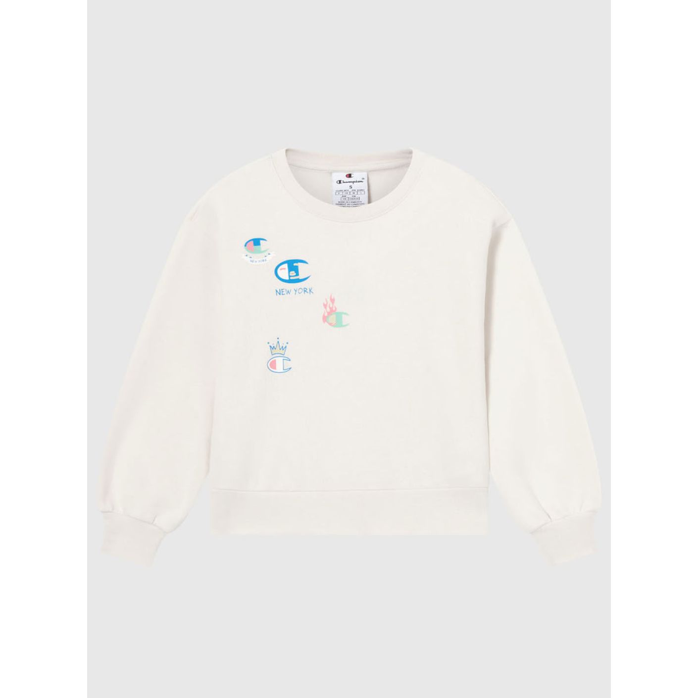 Champion Felpa girocollo con stampa Panna da Bambina