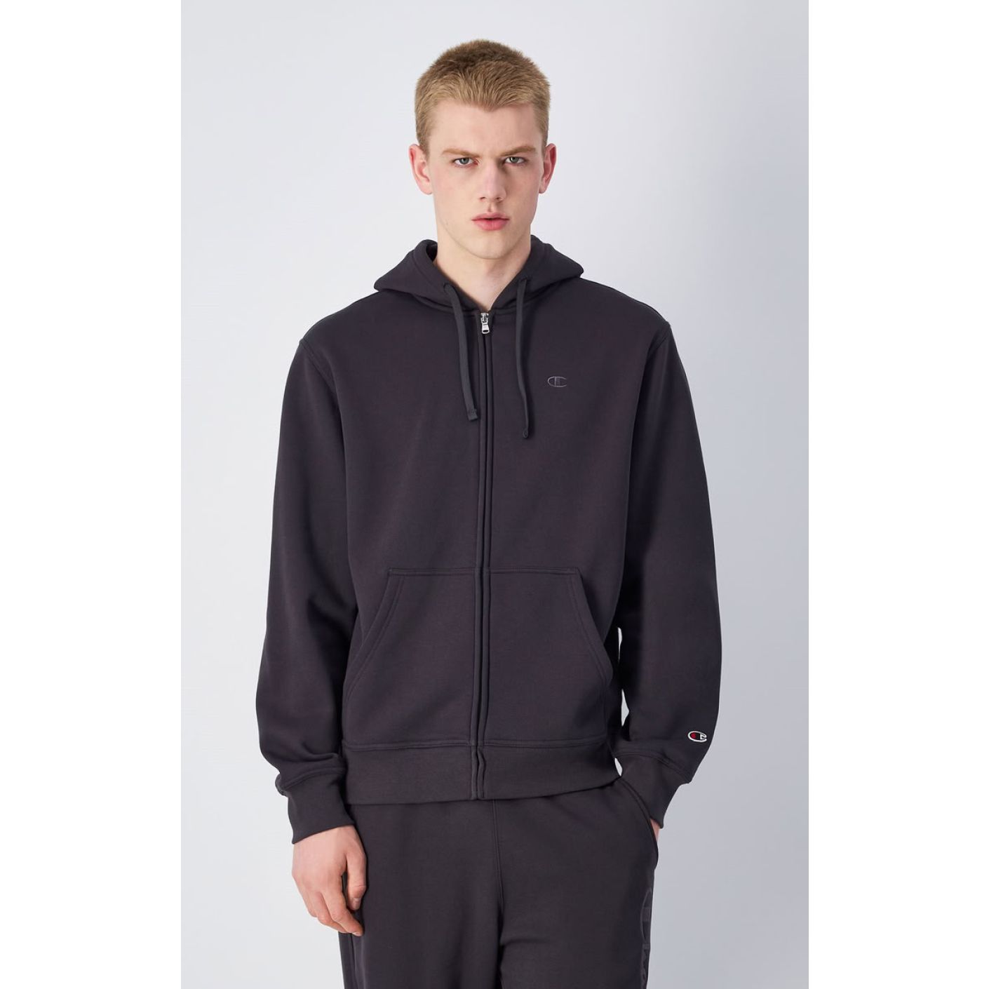 Champion Kapuzenpullover Full Zip mit Logo in Schwarz für Herren