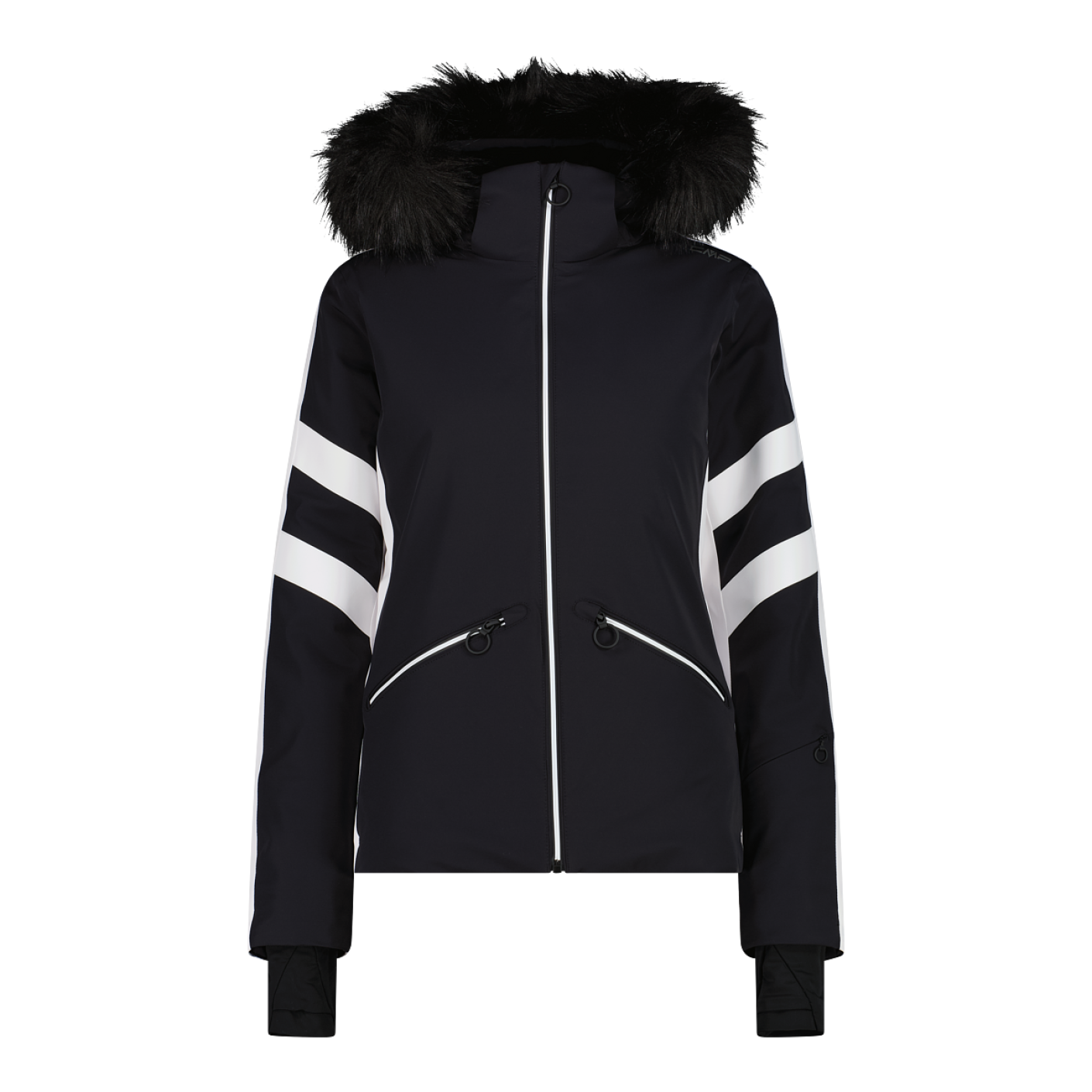 CMP Giacca sci in Twill con cappuccio staccabile in ecopelliccia Nera da Donna