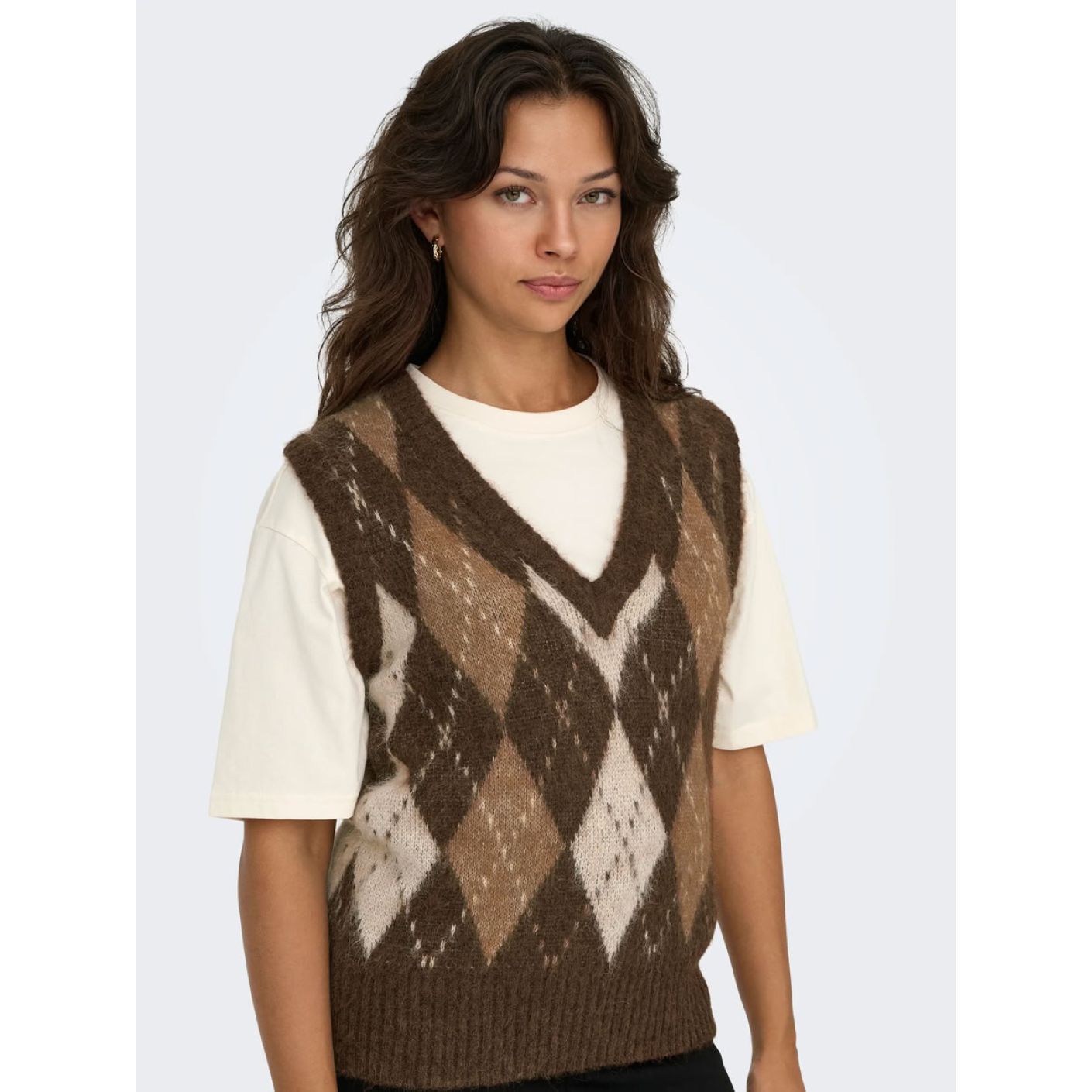 Only Gilet in Strick Onlnoeme life V-Ausschnitt Chestnut für Damen