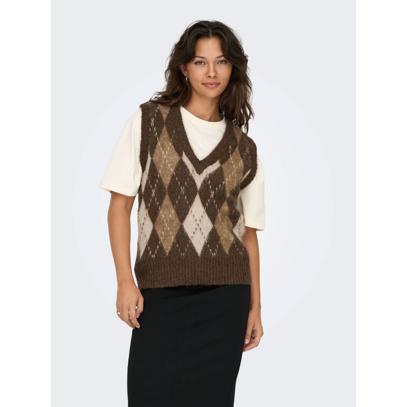 Only Gilet in maglia Onlnoeme life Scollo a V Chestnut da Donna