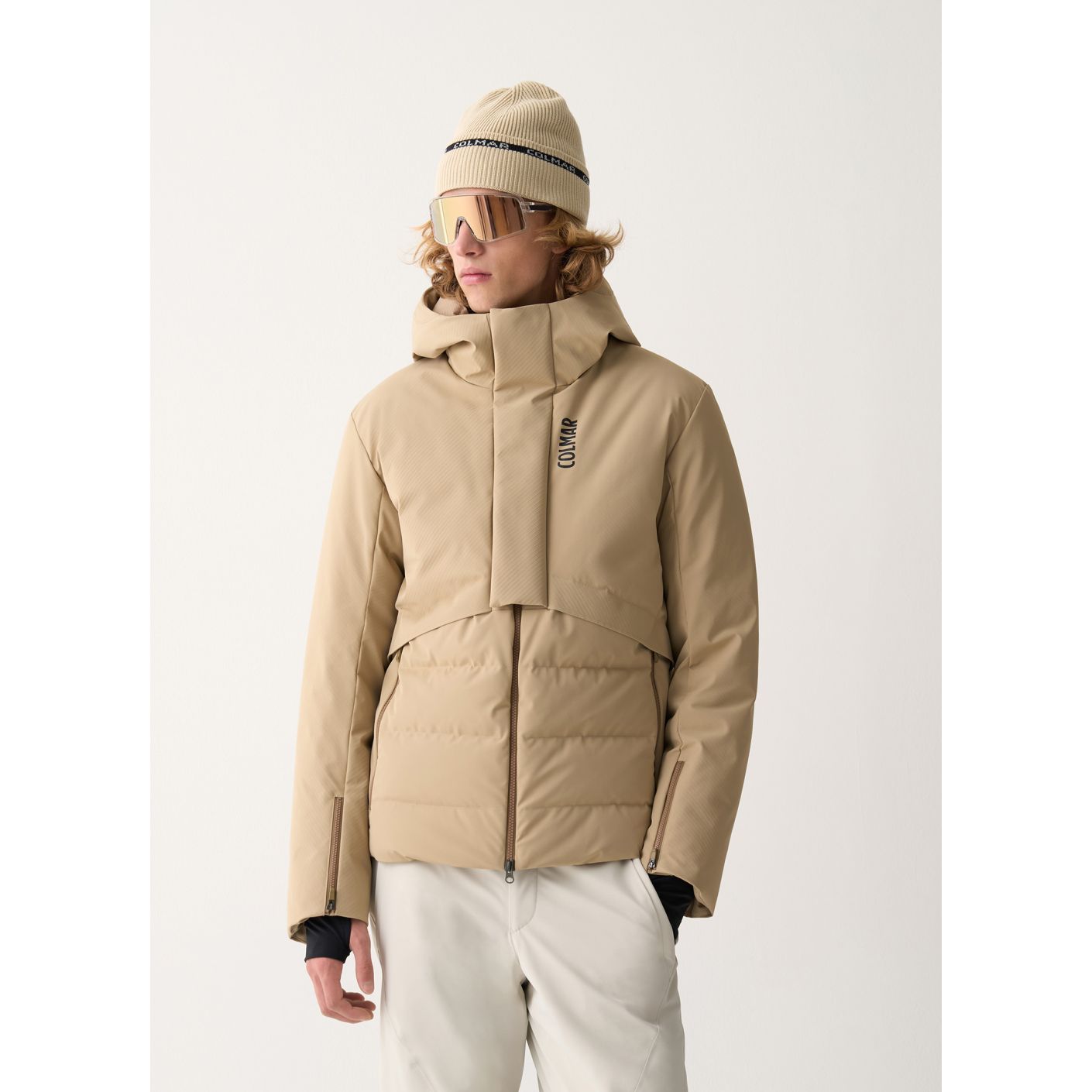 Colmar 3D Effect Ski Down Jacket with Seamless Neck Warmer Brown Crumble for Men