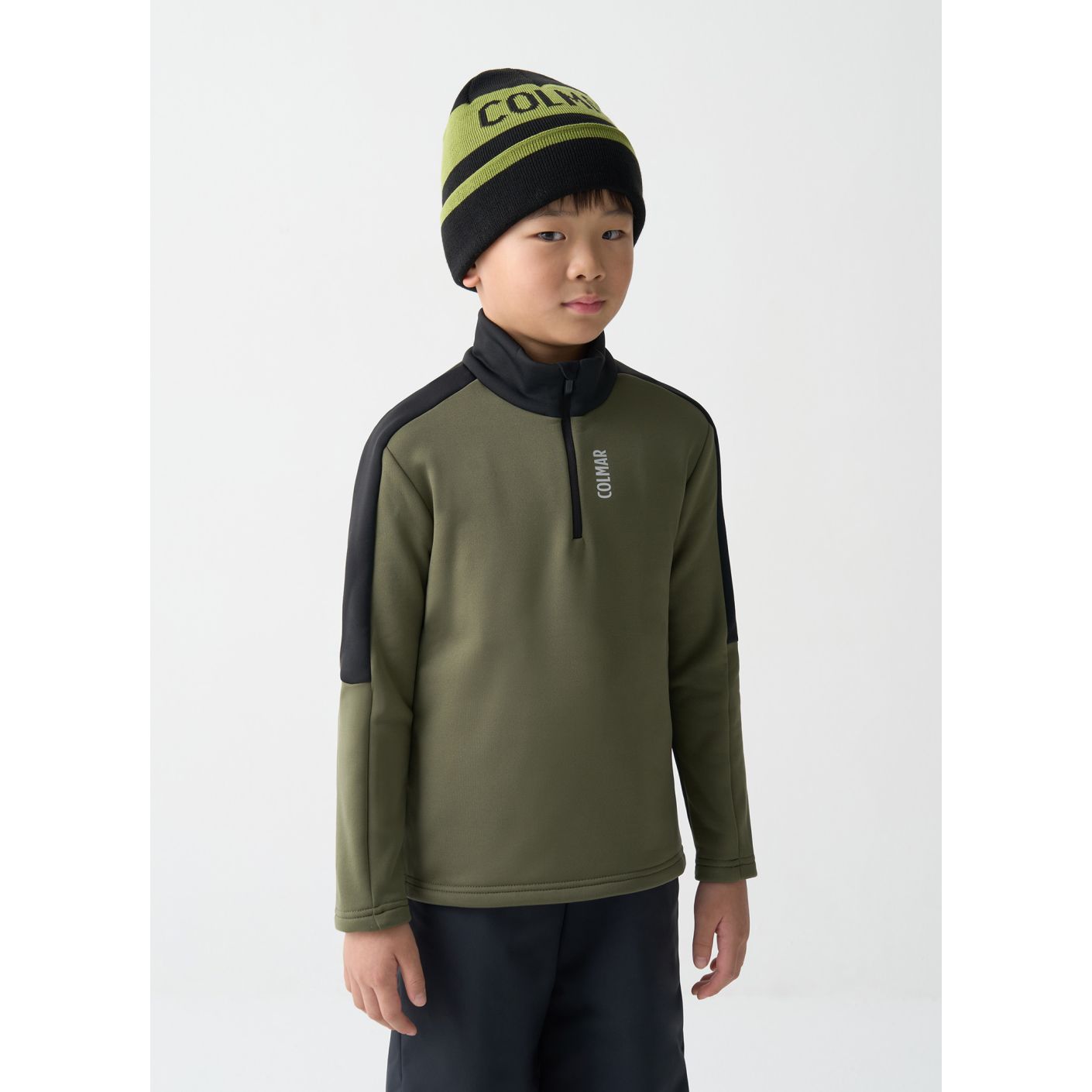 Colmar Fleece Half Zip Bicolor Kids Green Woodland/Black