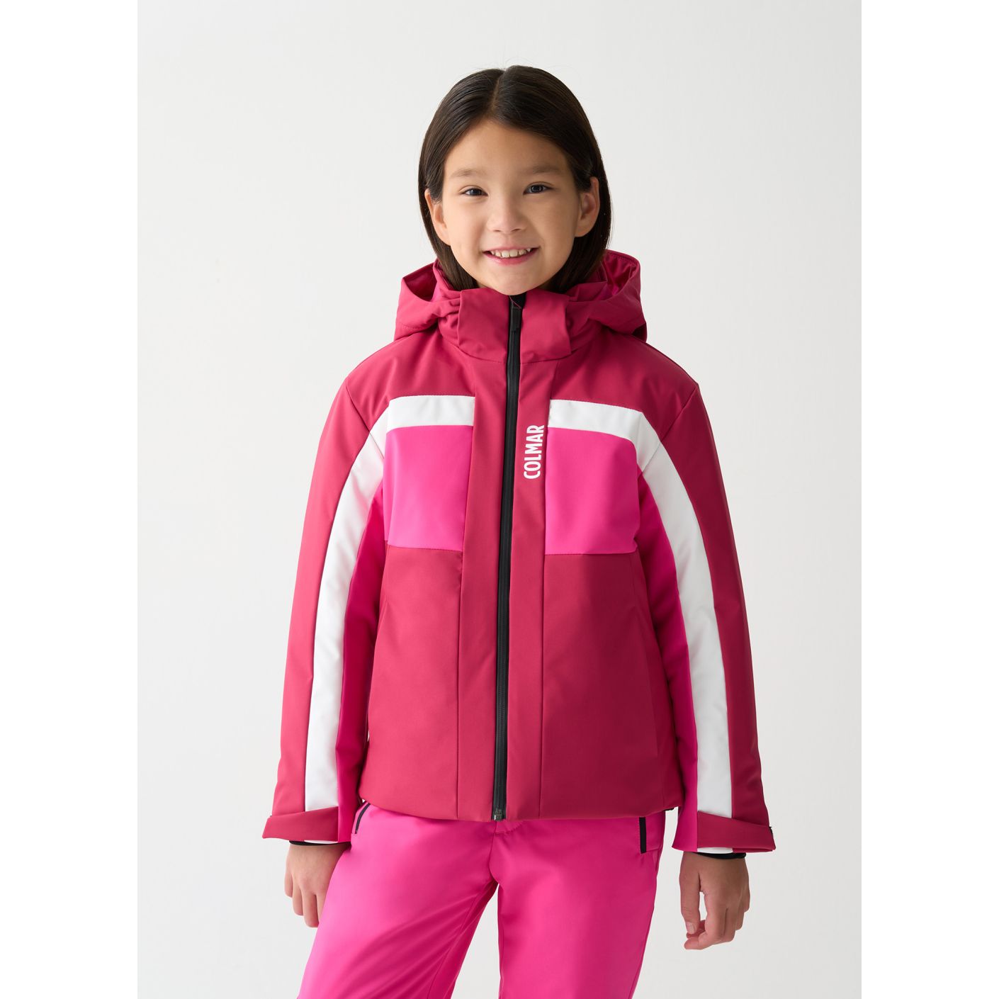 Colmar Colorblock Ski Jacket Girls Pink Ribes-Hot Pink White