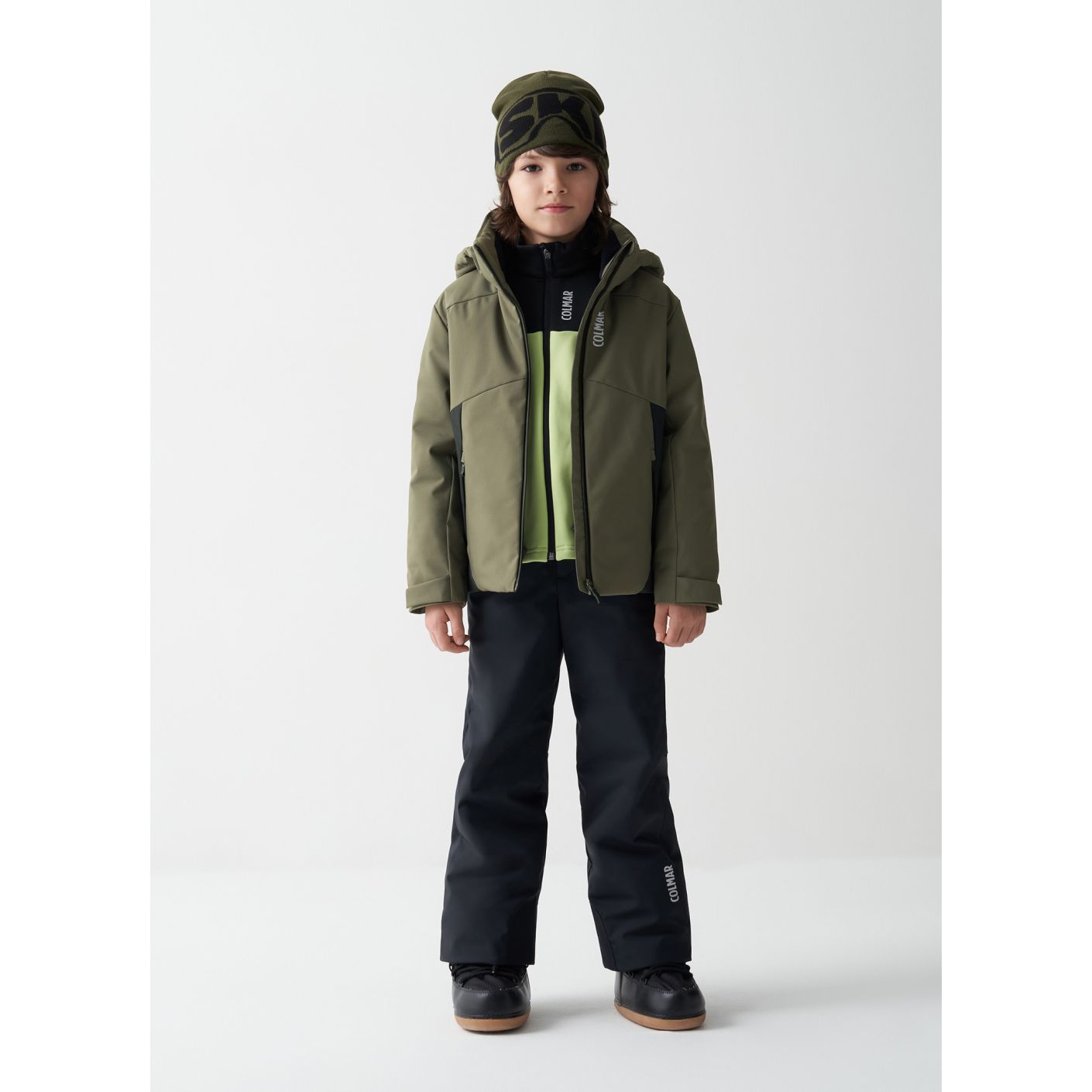 Colmar Skijacke Colorblock Kinder Grün Woodland-Schwarz 4-16 Jahre