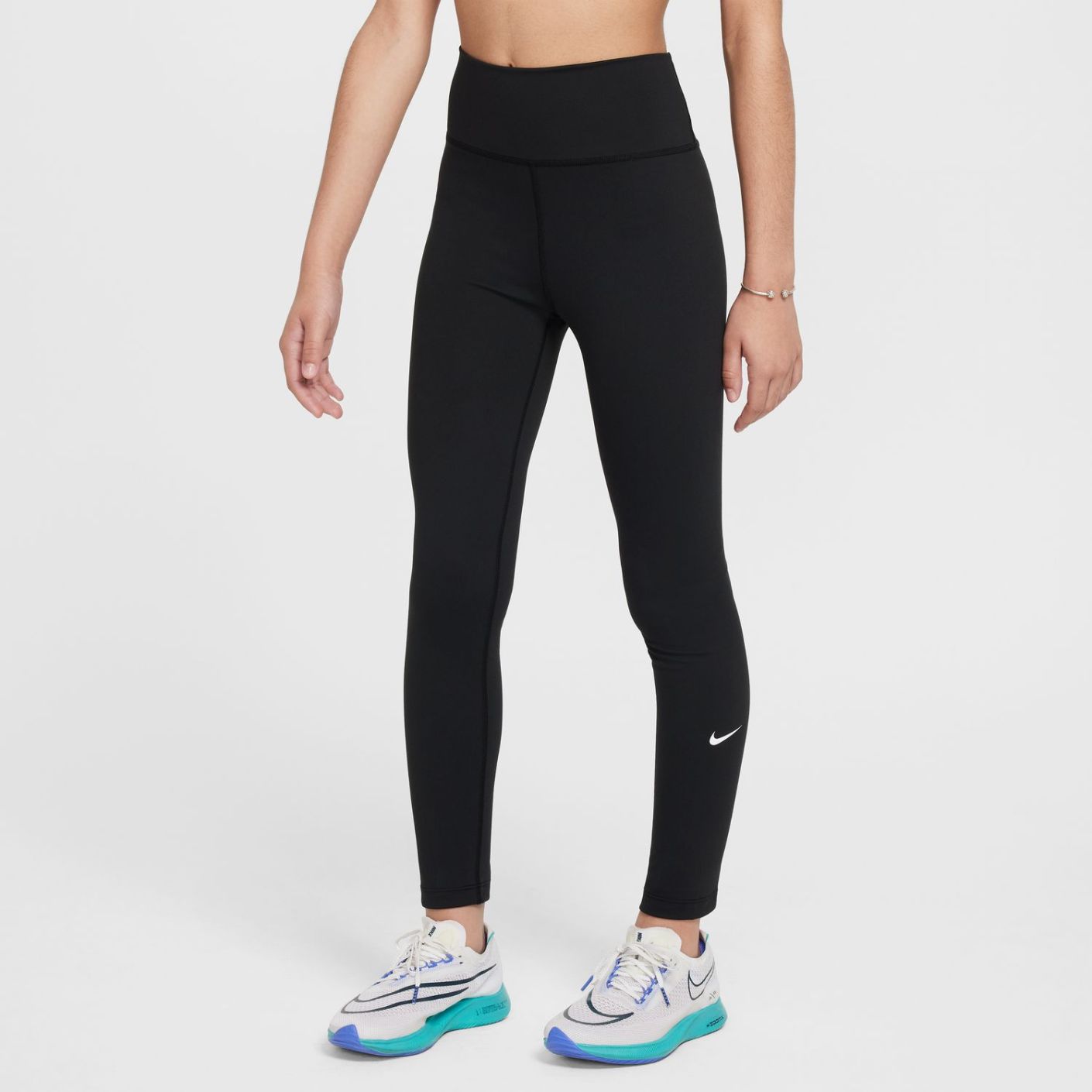 Nike Leggings hohe Taille One Dri Fit Schwarz/Weiß für Mädchen