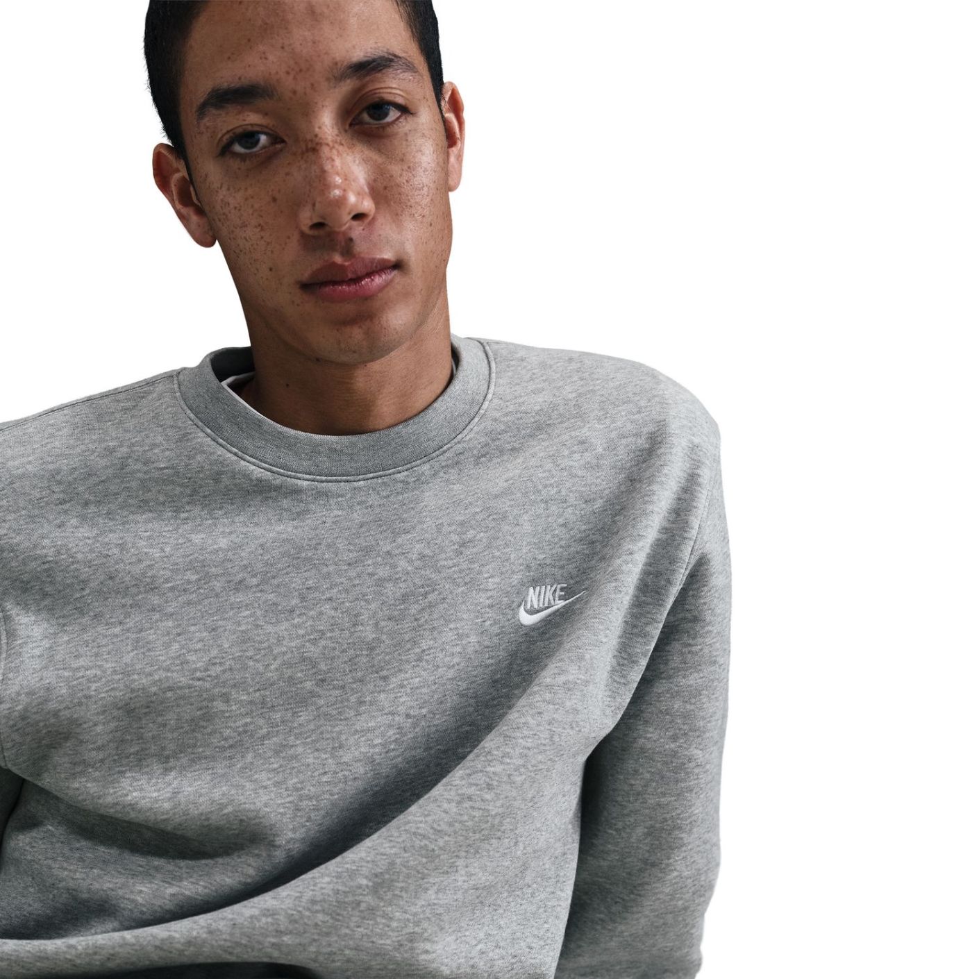 Nike Fleece Crew Neck Dk Grey Heather/White for Men