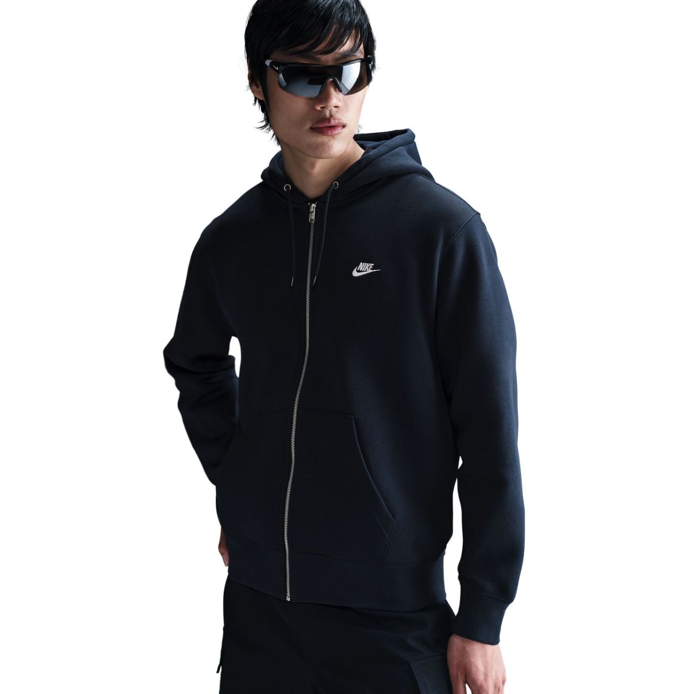 Nike Full-Zip Hooded Fleece Sweatshirt Obsidian/White for Men