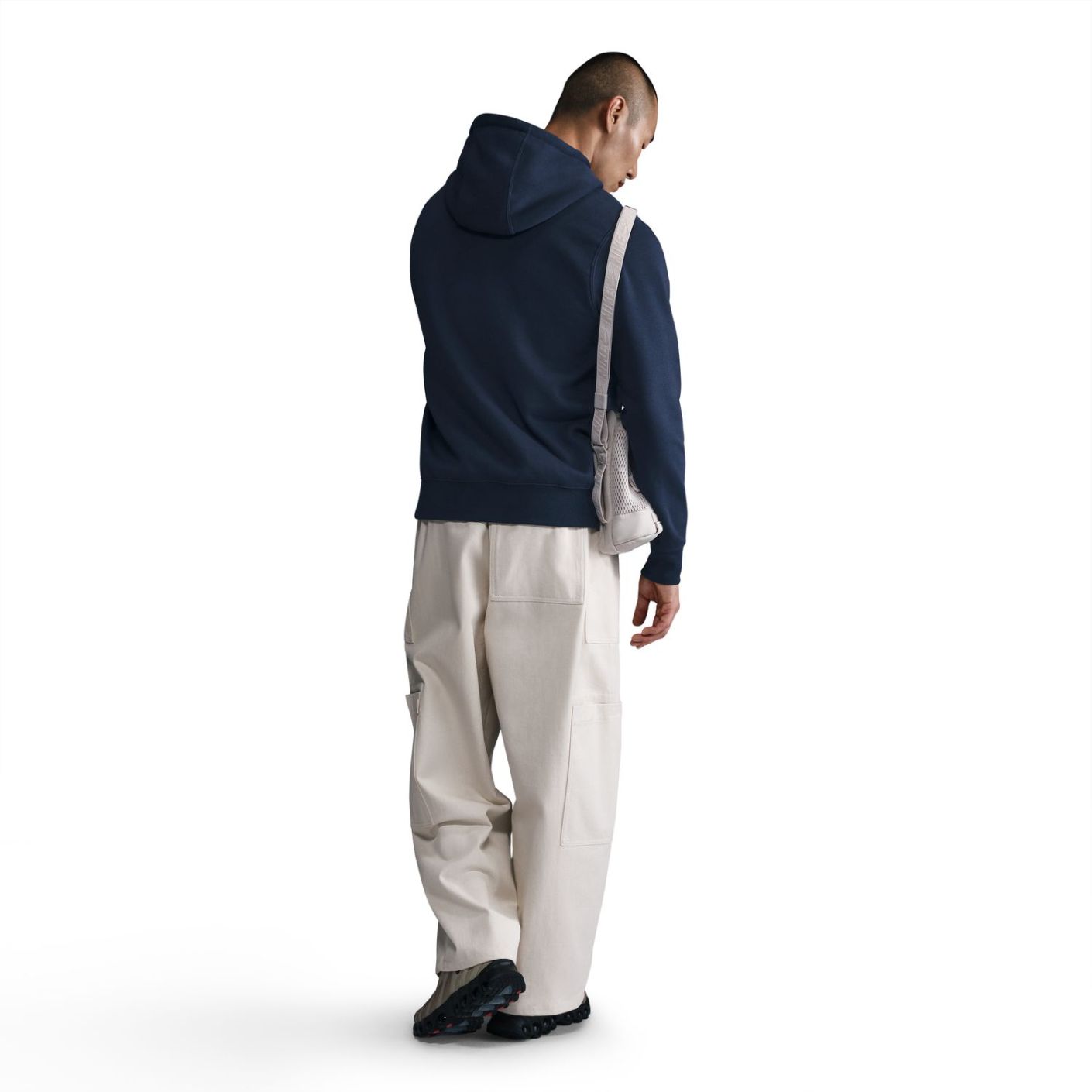 Nike Felpa con cappuccio Club Obsidian/White da Uomo